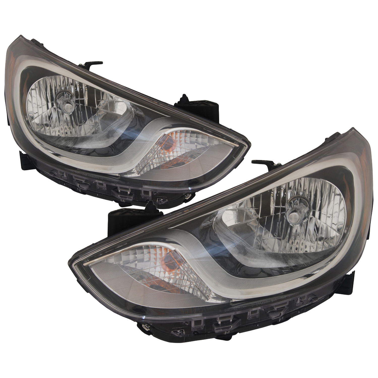 Headlight Set For 12-14 Hyundai Accent; CAPA Certified