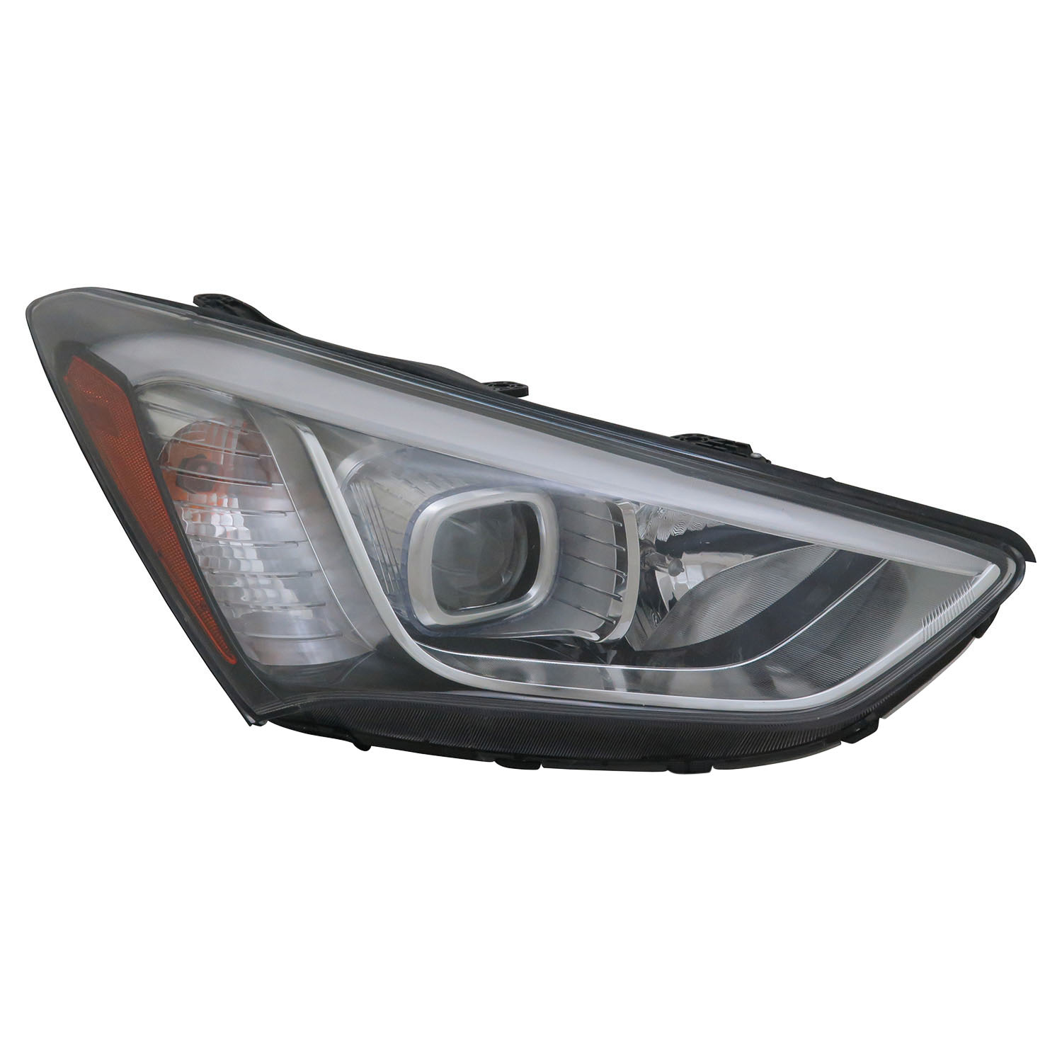 Right Passenger Side Headlight For 13-16 Hyundai Santa Fe; CAPA Certified