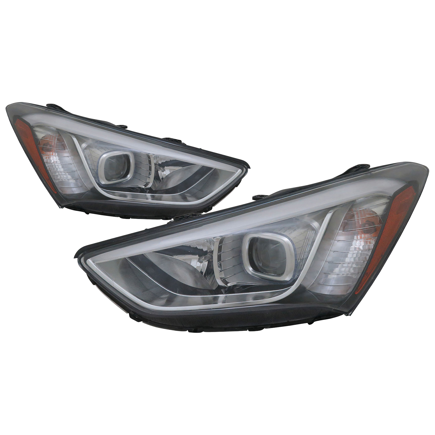 Headlight Set For 13-16 Hyundai Santa Fe; CAPA Certified