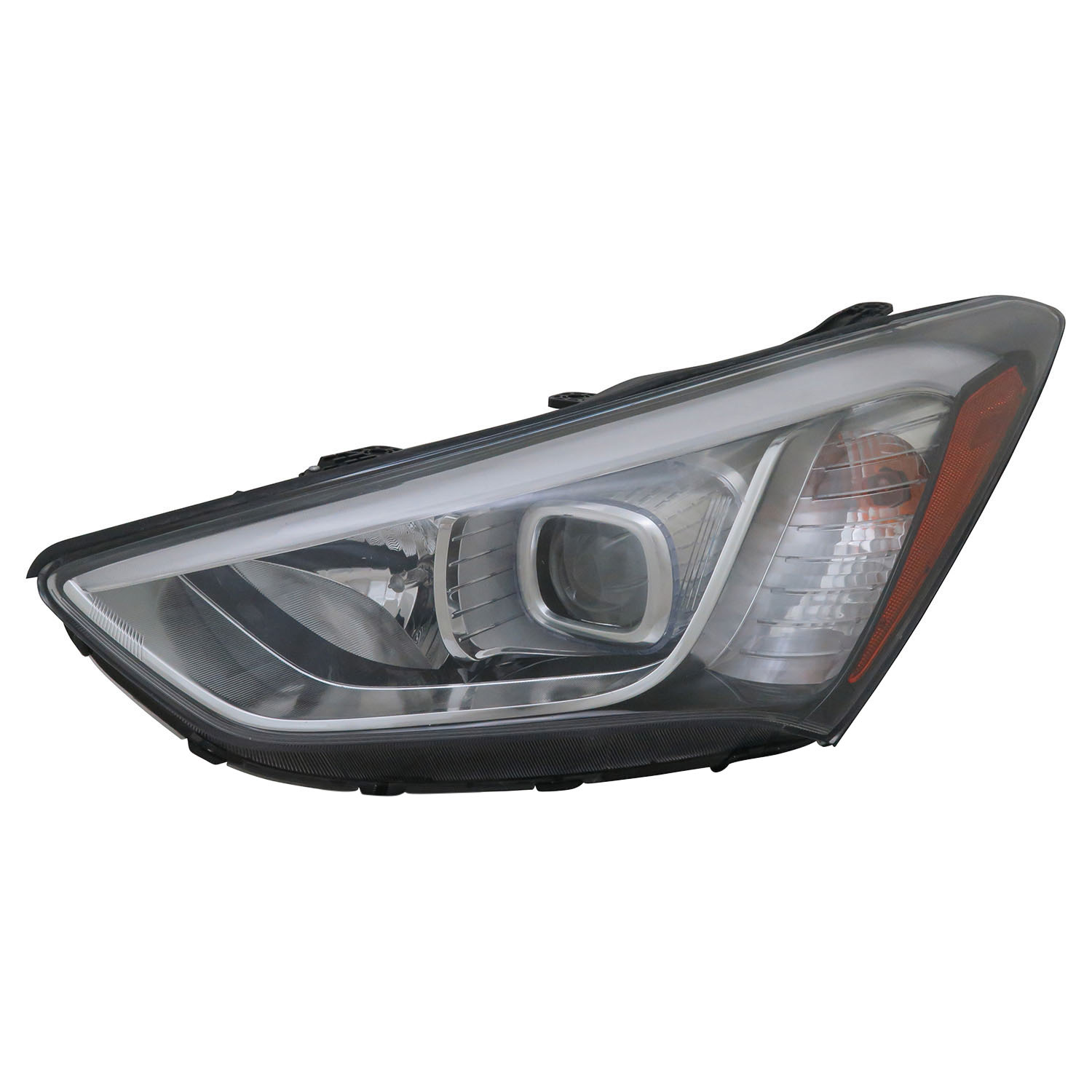 Left Driver Side Headlight For 13-16 Hyundai Santa Fe; CAPA Certified