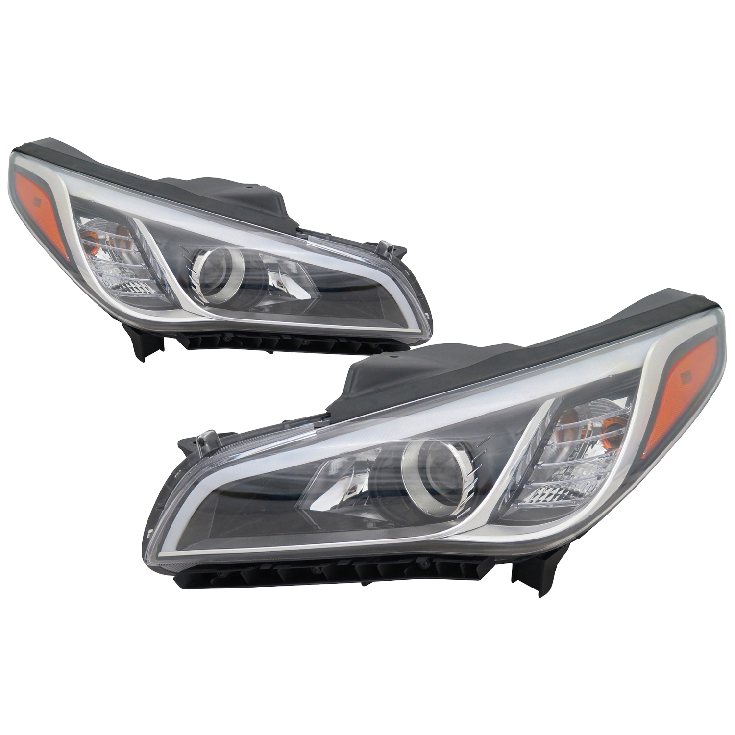 Headlight Set For 15-17 Hyundai Sonata; CAPA Certified