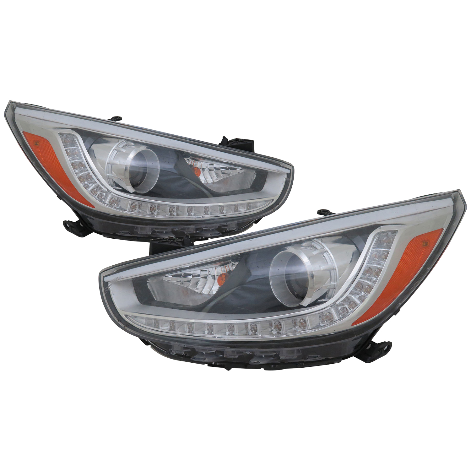 Headlight Set For 12-17 Hyundai Accent; CAPA Certified