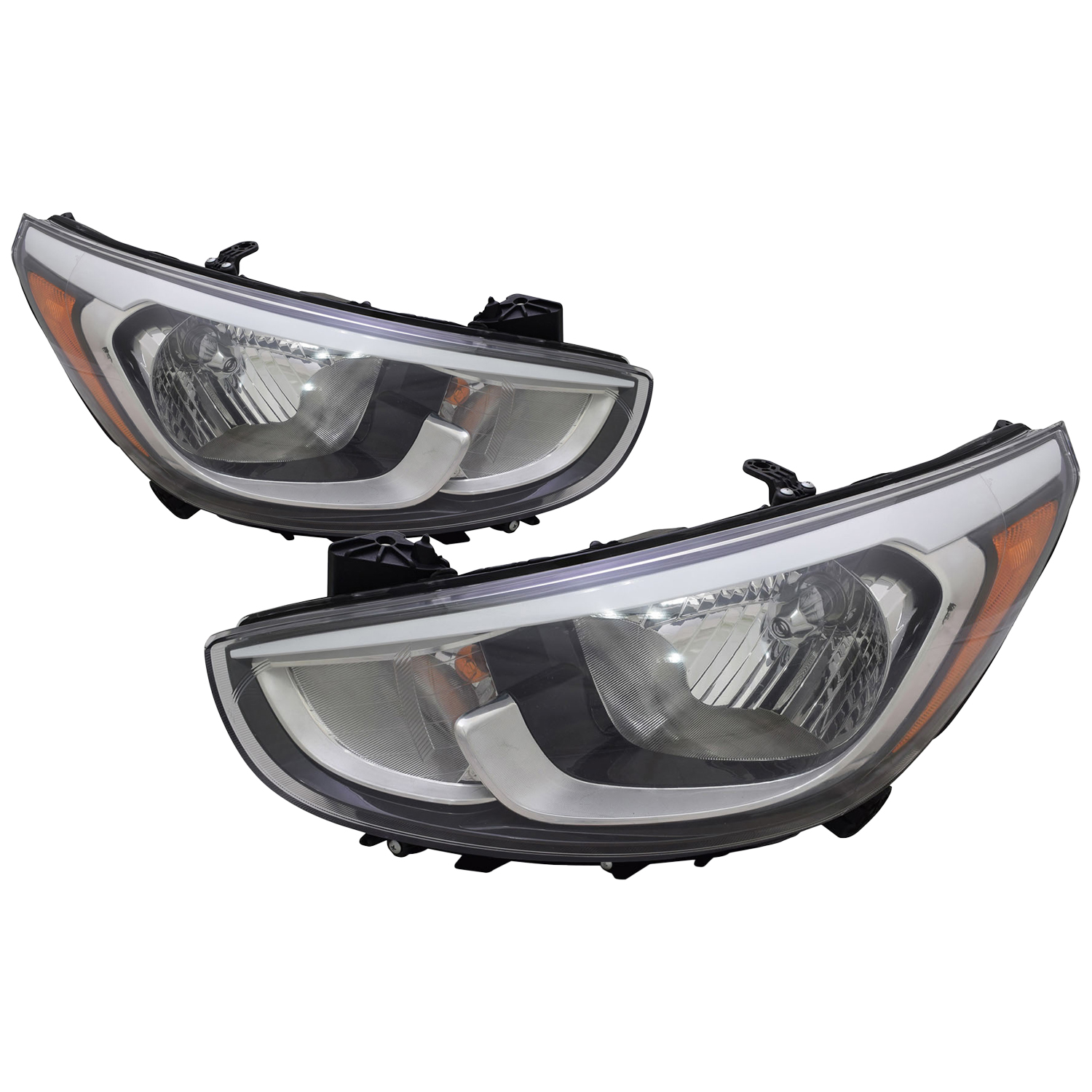 Headlight Set For 15-17 Hyundai Accent; CAPA Certified