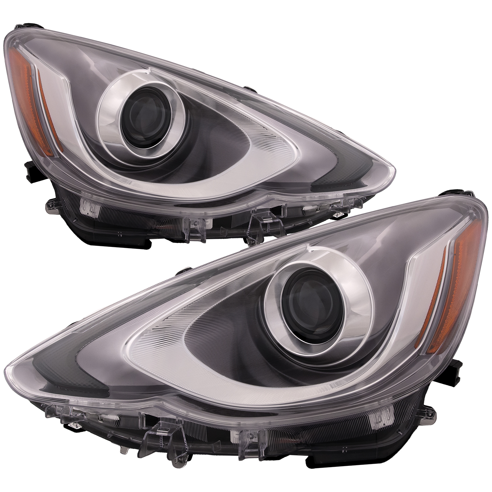 Headlight Set For 15-17 Toyota Prius C; CAPA Certified