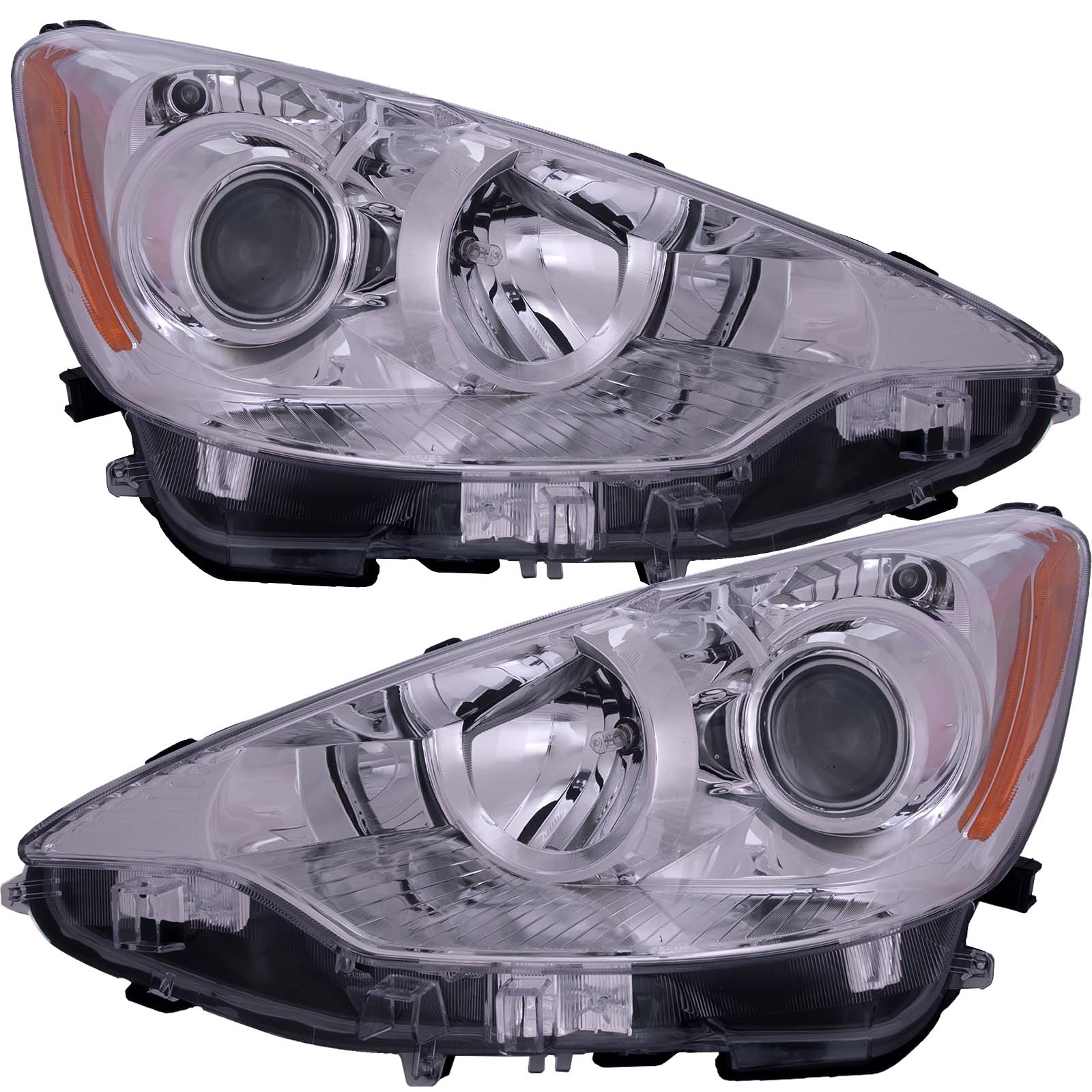 Headlight Set For 12-14 Toyota Prius C; CAPA Certified