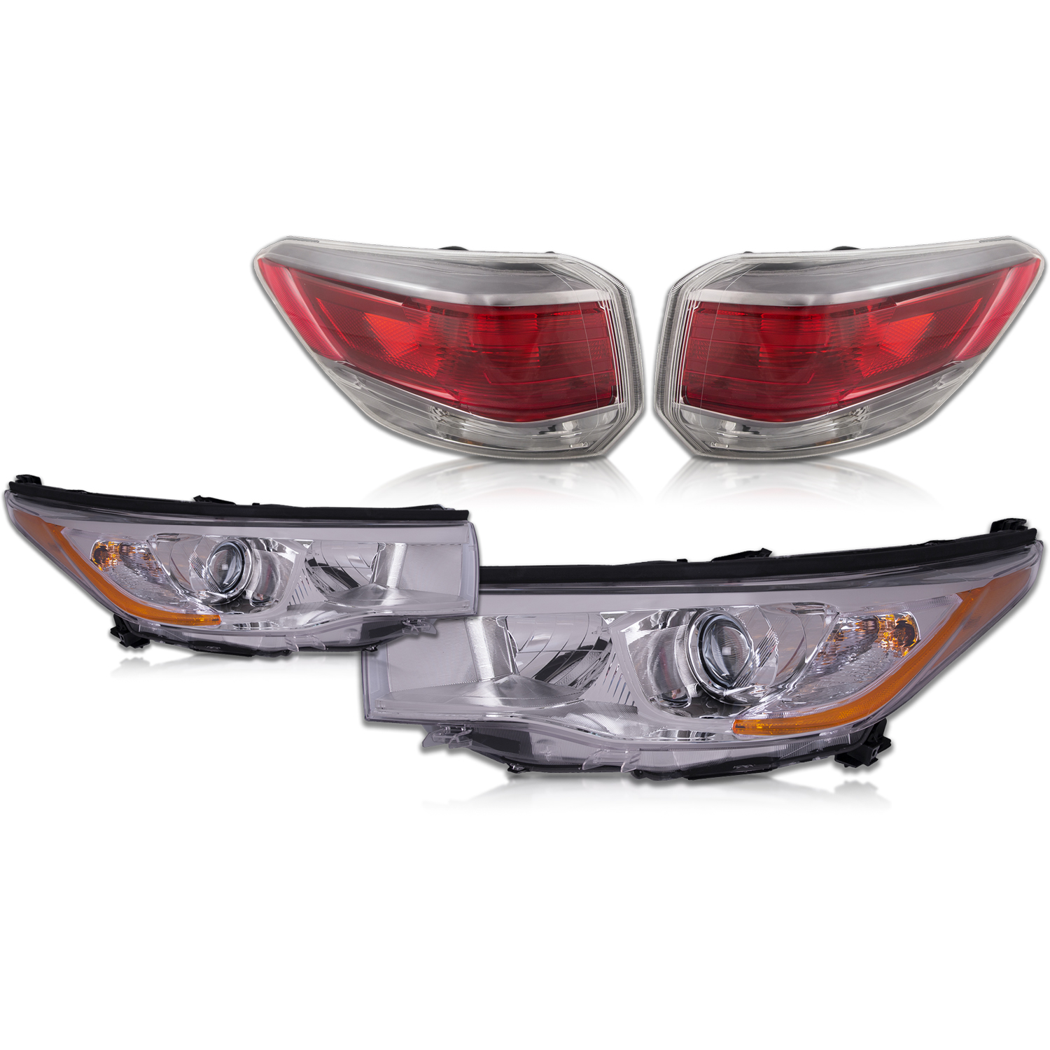 Headlight Set For 14-16 Toyota Highlander; CAPA Certified