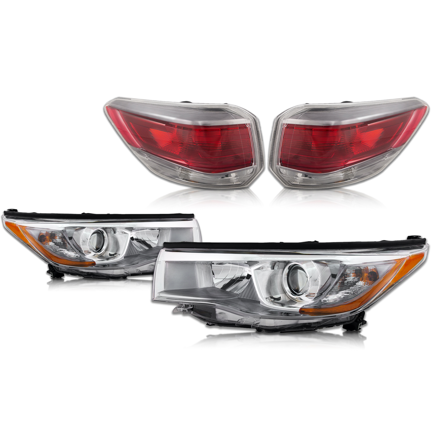 Headlight Set For 14-16 Toyota Highlander; CAPA Certified