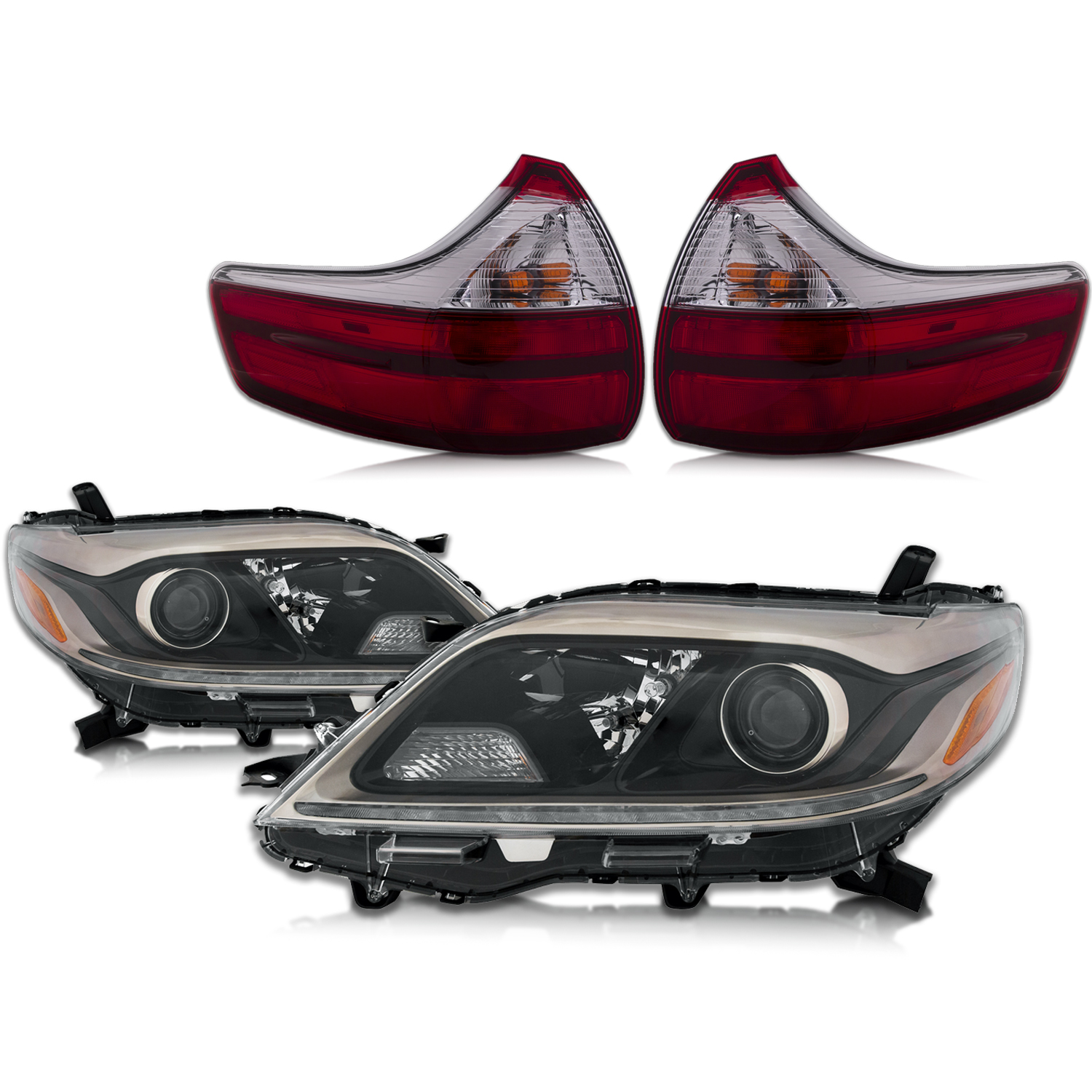 Headlight Set For 15-20 Toyota Sienna; CAPA Certified