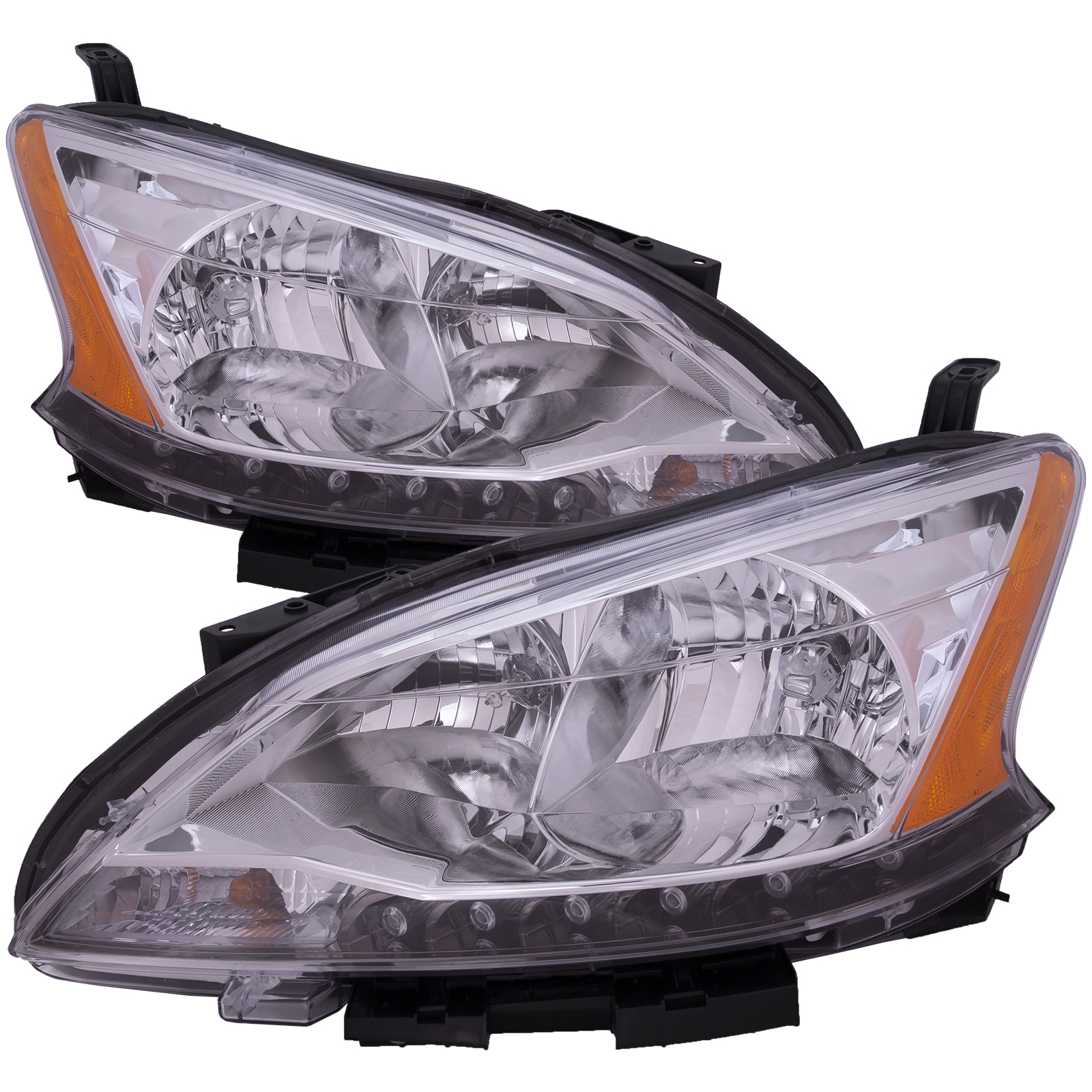 Headlight Set For 13-15 Nissan Sentra; CAPA Certified