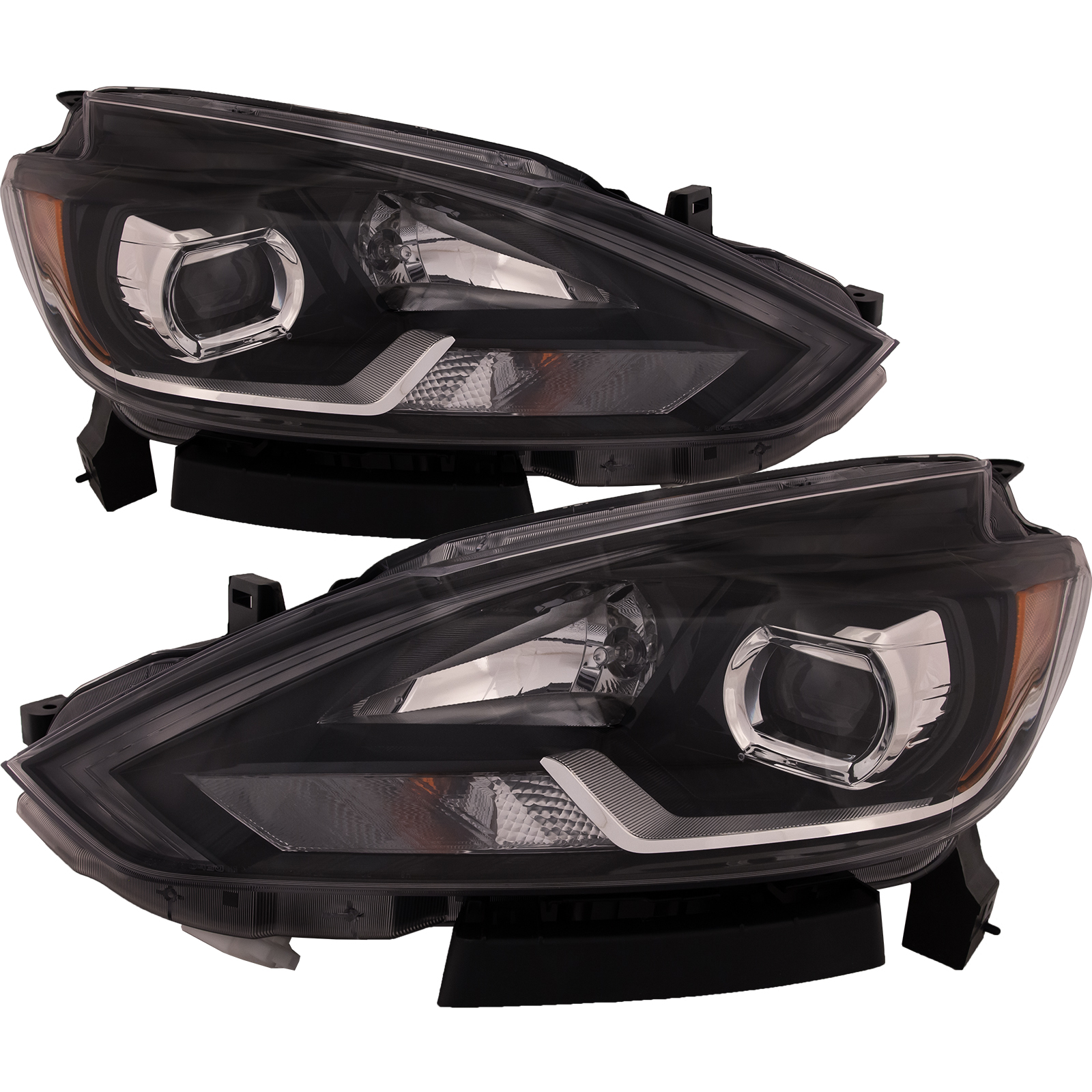 Headlight Set For 16-17 Nissan Sentra; CAPA Certified