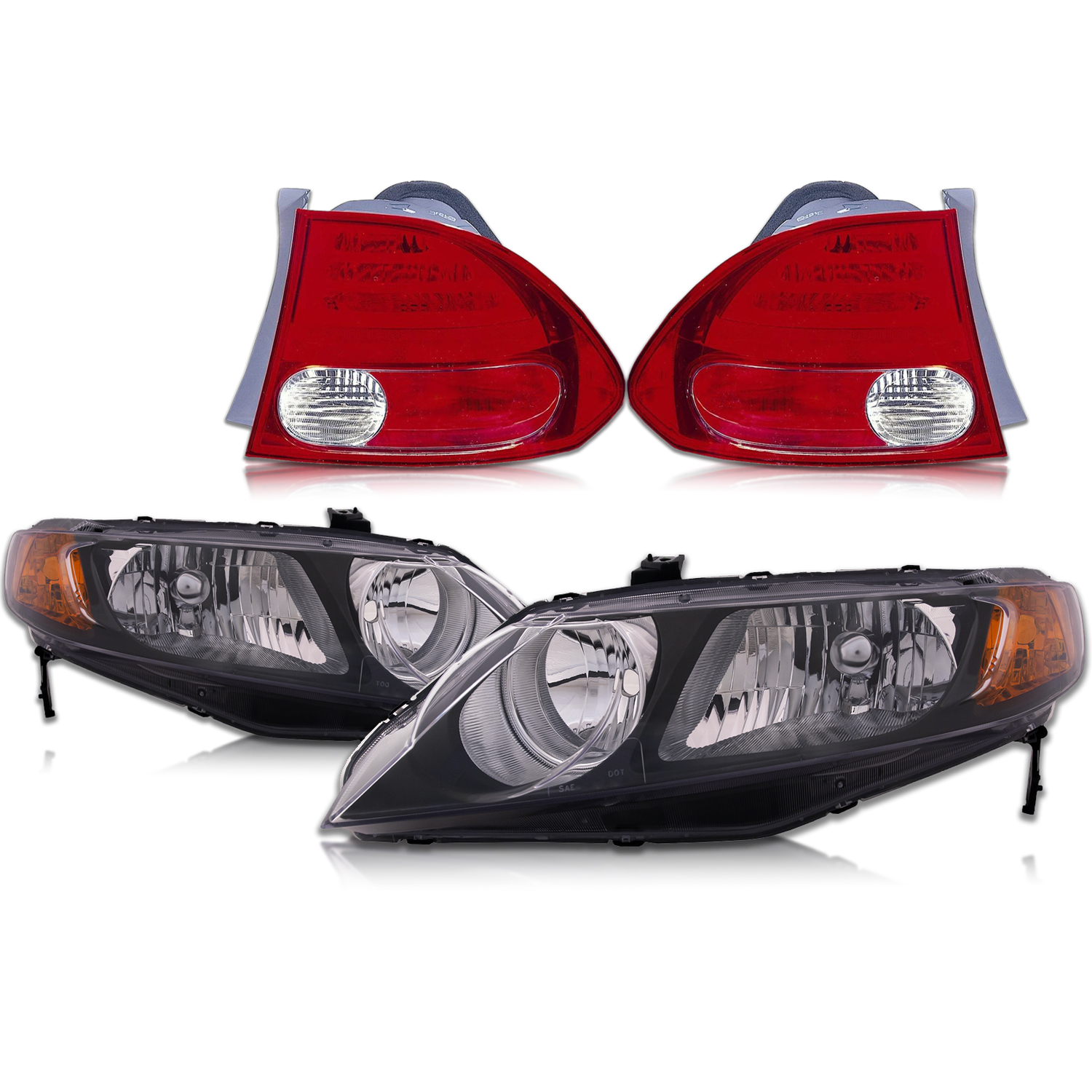 Headlight Set For 06-08 Honda Civic; CAPA Certified