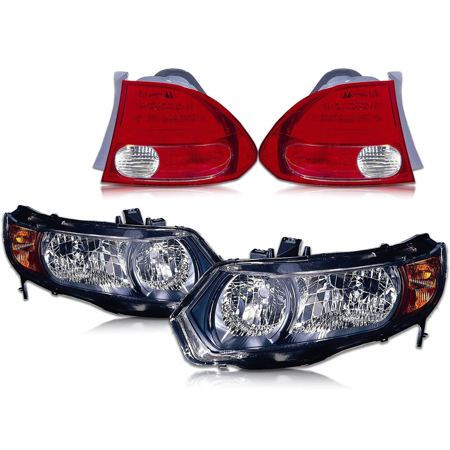 Headlight Set For 06-08 Honda Civic; CAPA Certified