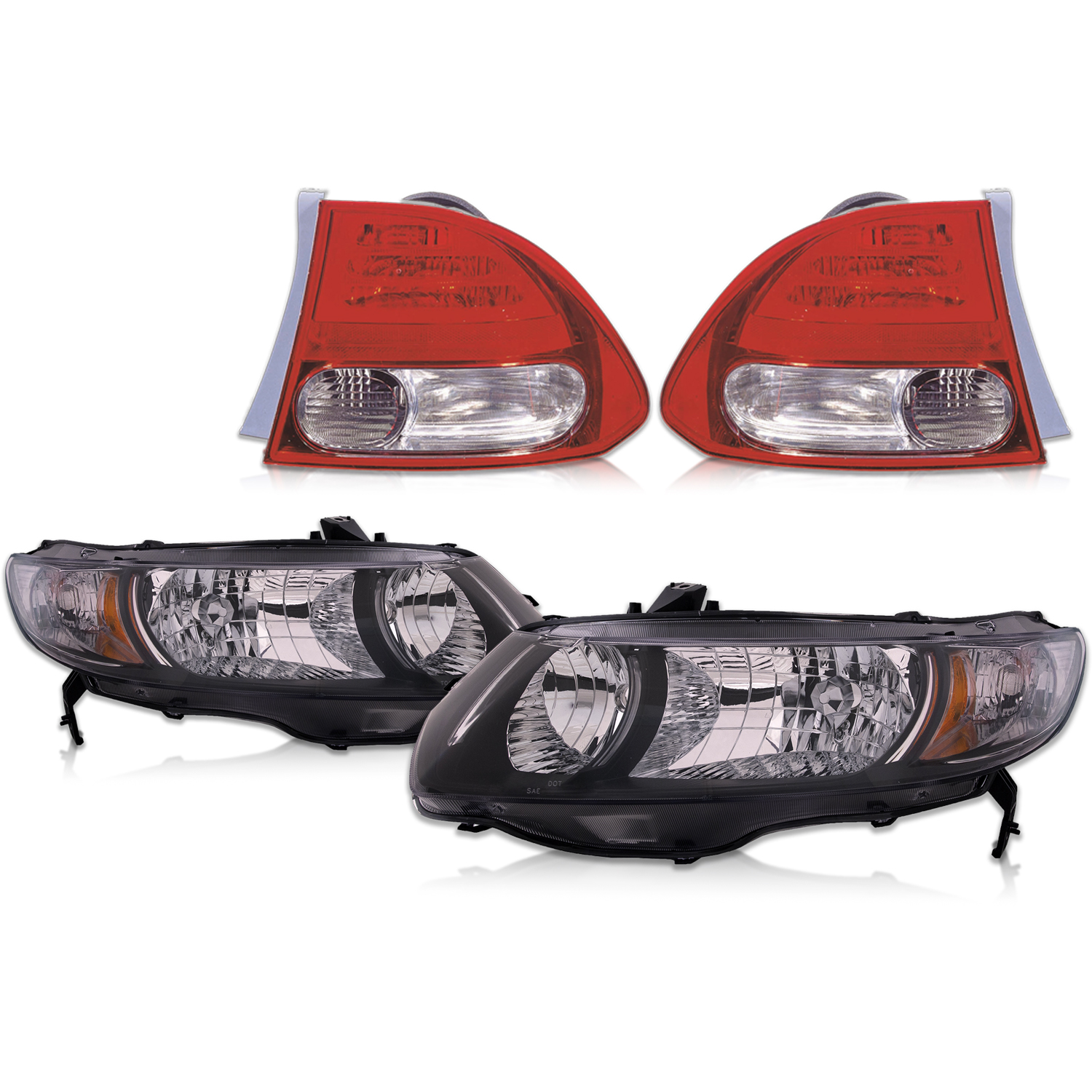 Headlight Set For 10-11 Honda Civic; CAPA Certified