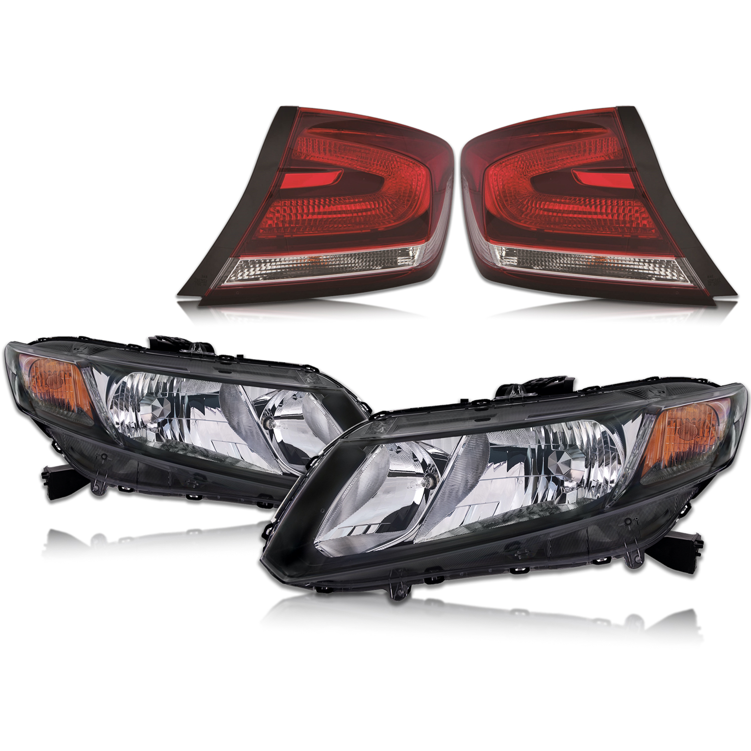 Headlight Set For 13-15 Honda Civic; CAPA Certified