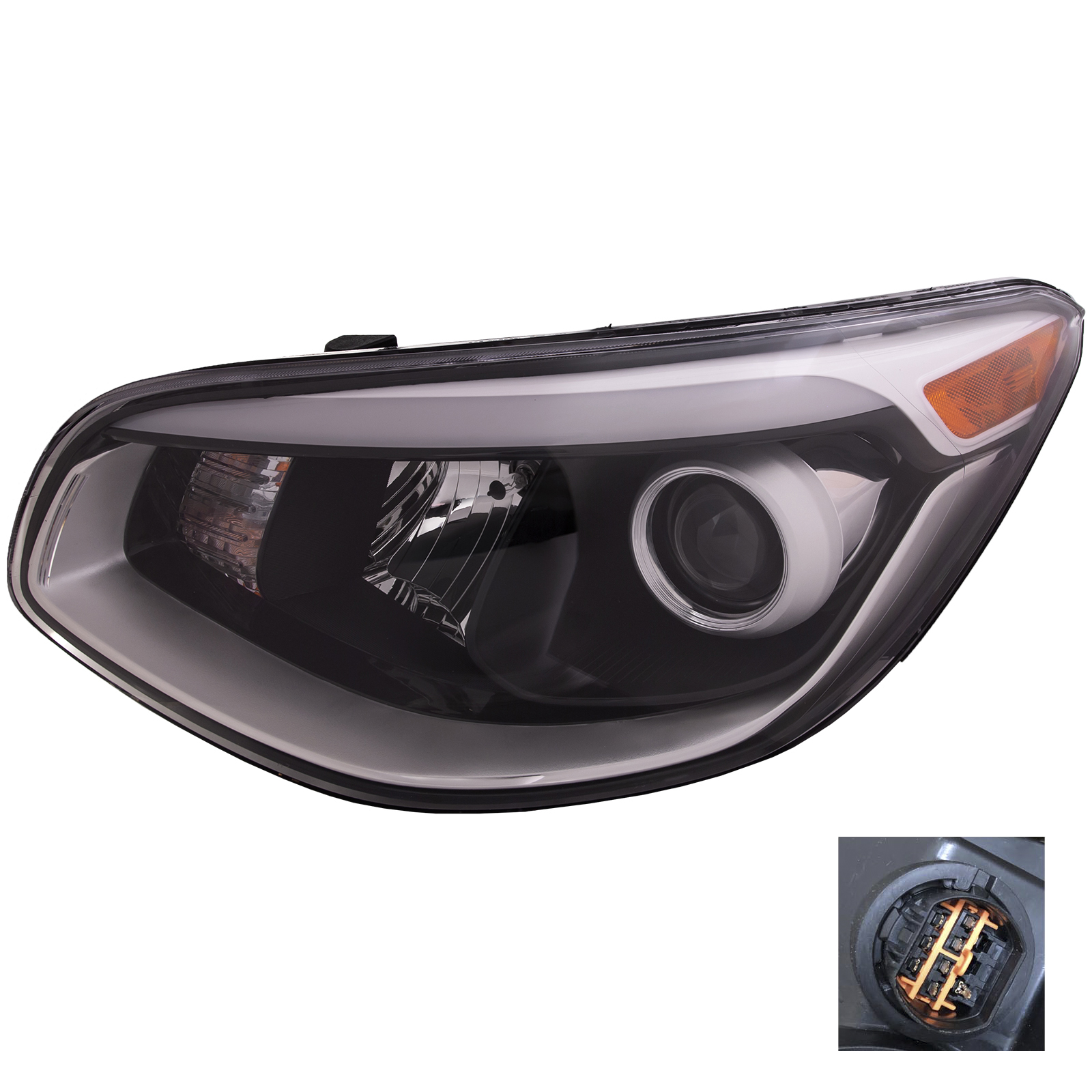 Left Driver Side Headlight For 17-19 Kia Soul; CAPA Certified
