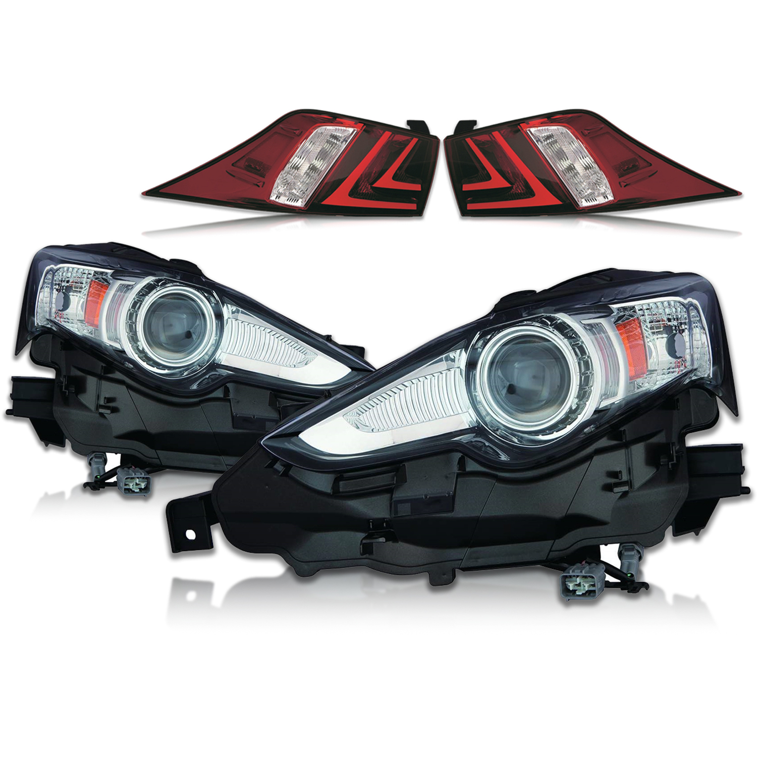 Headlight Set For 16 Lexus IS200t, 14-15 Lexus IS250, 16 Lexus IS300, 14-16 Lexus IS350; CAPA Certified