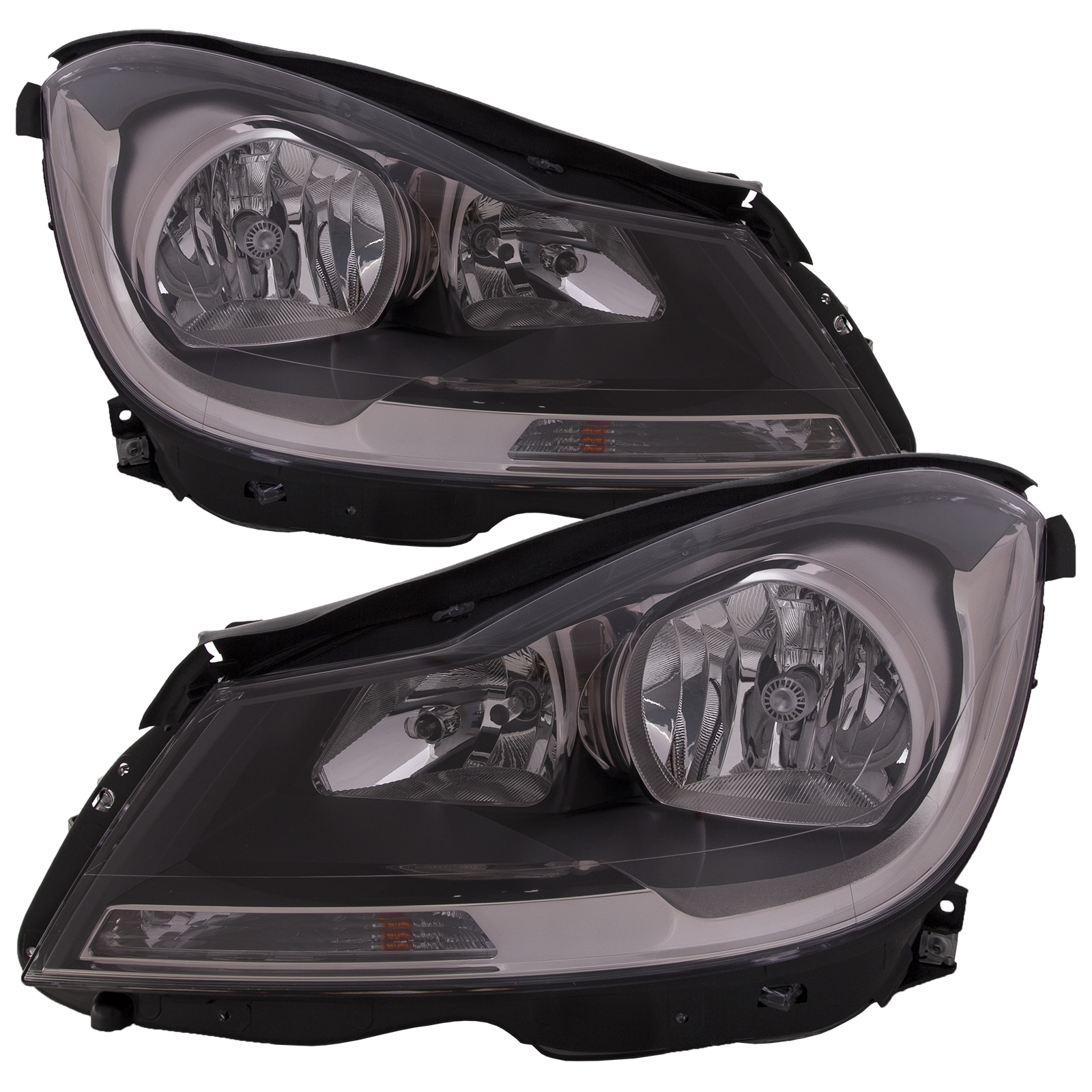 Headlight Set For 12-15 Mercedes-Benz C250, 12-15 Mercedes-Benz C350, 12-15 Mercedes-Benz C63 AMG; CAPA Certified