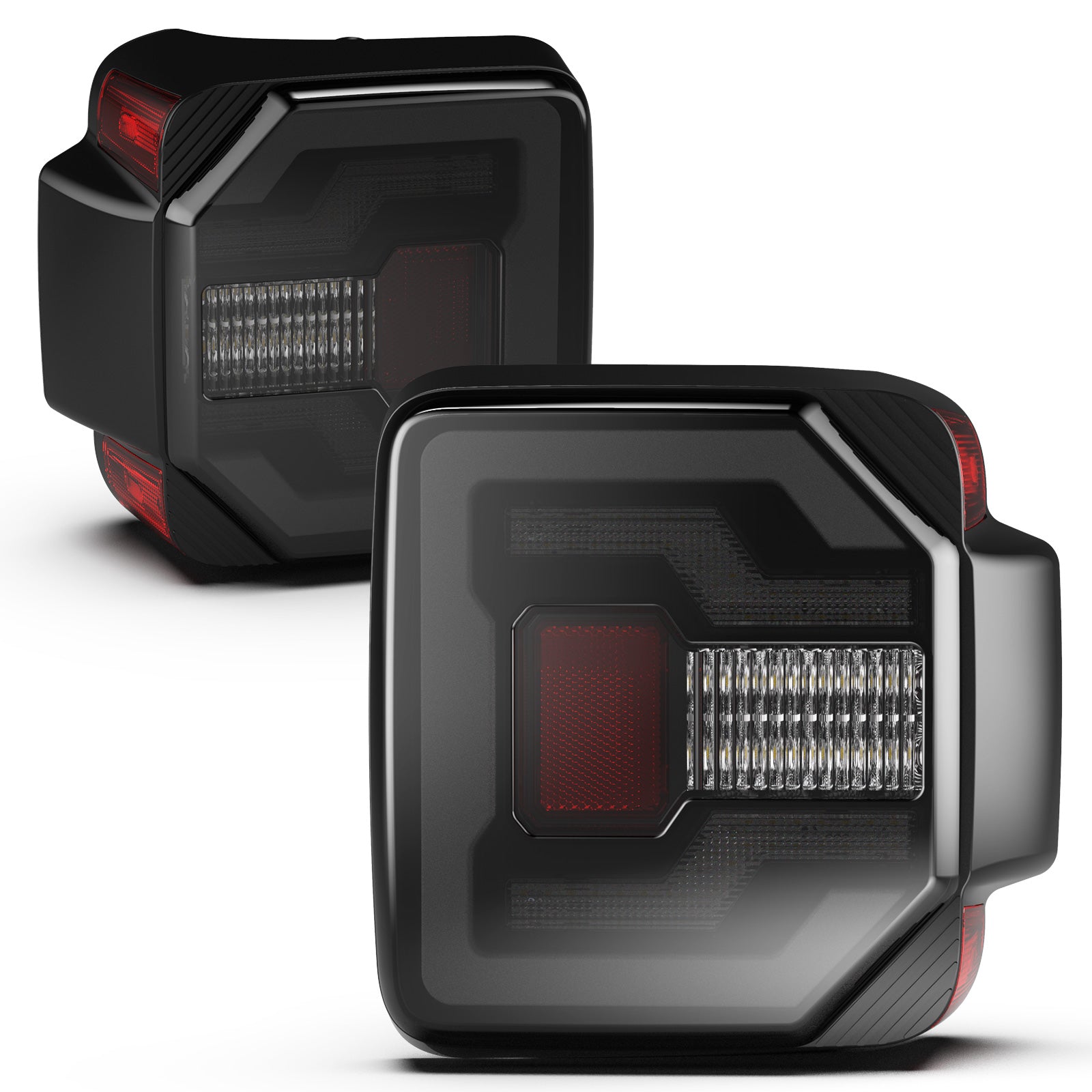 Black LED Tail Light Set With Sequential Turn Signal / Brake Lamp and Smoke Lens For 2018-2024 Jeep Wrangler JL and 4XE