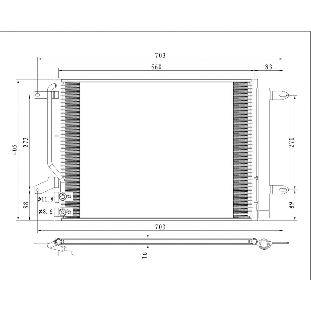 A/C Condenser For 16-19 Volkswagen Beetle, 15-18 Volkswagen Jetta