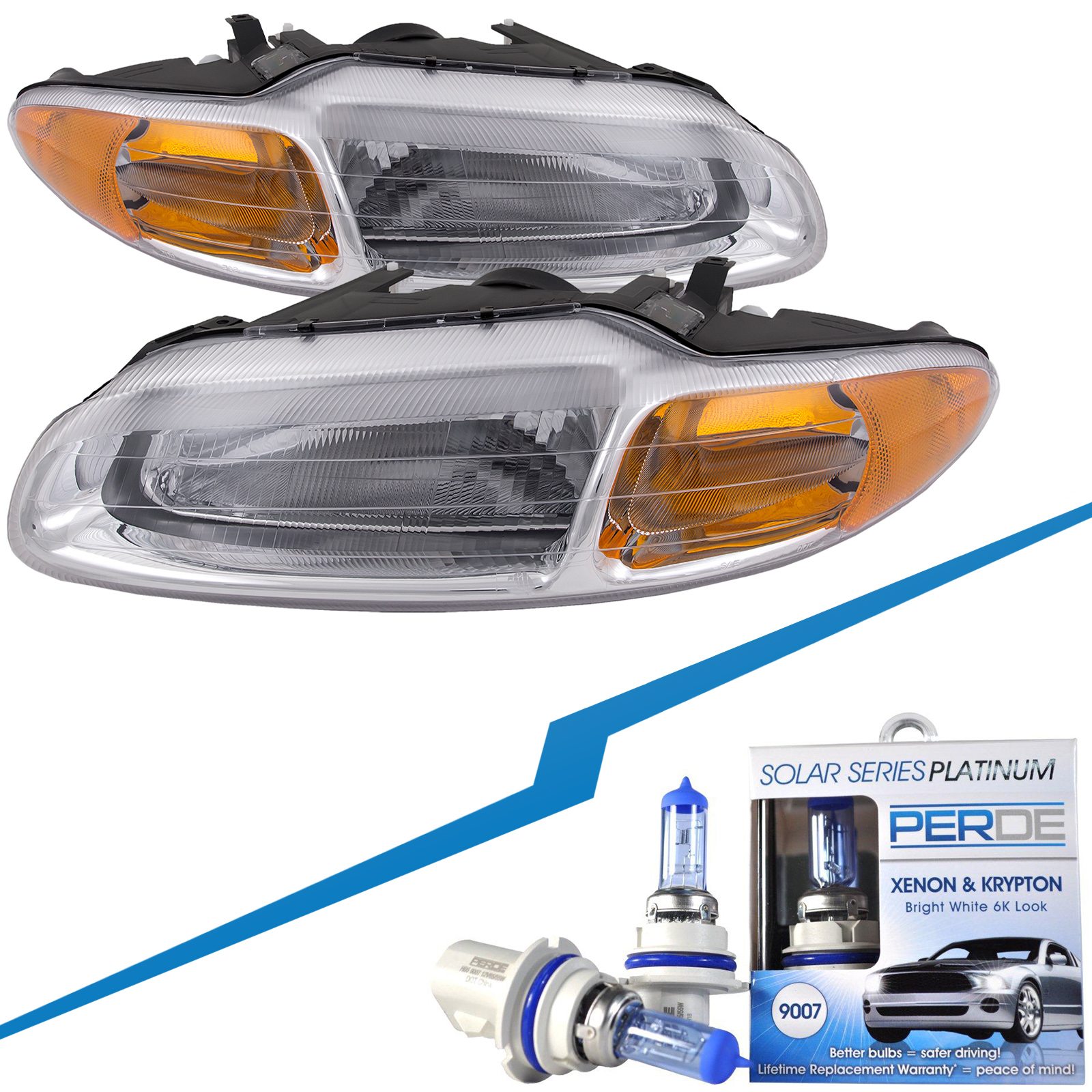 Headlight Set For 96-00 Chrysler Sebring