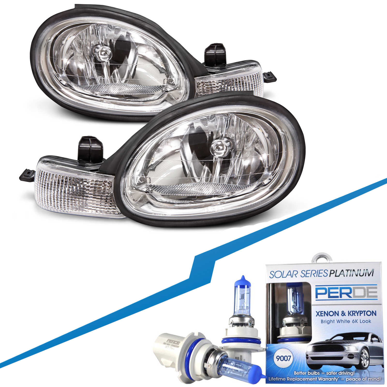 Headlight Set For 00-02 Dodge Neon, 00-01 Plymouth Neon