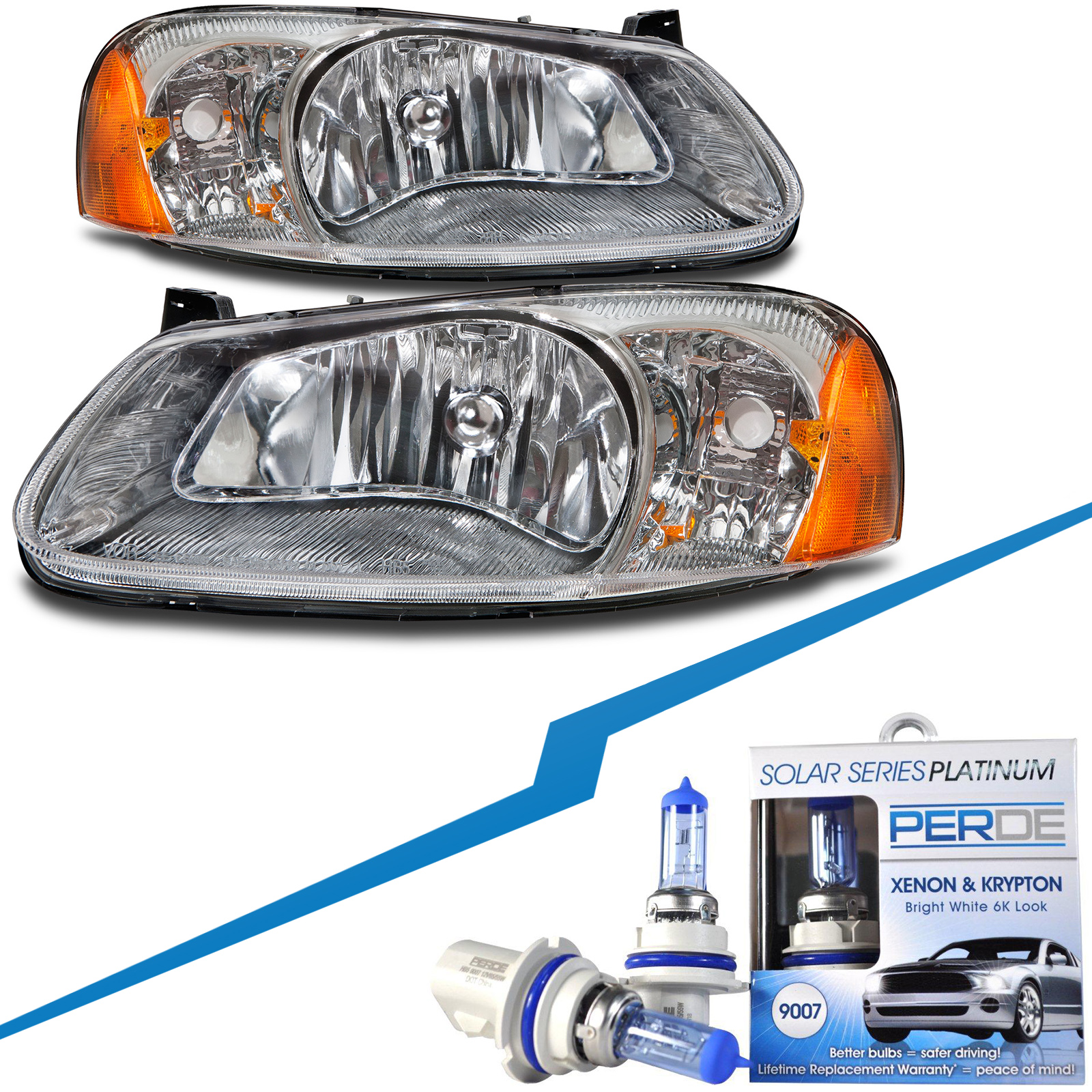 Headlight Set For 01-03 Chrysler Sebring, 01-02 Dodge Stratus