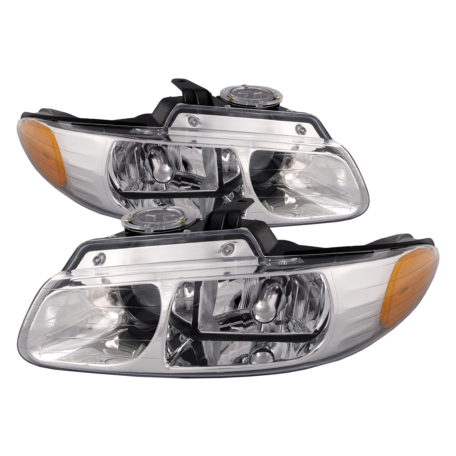 Headlight Set For 96-99 Chrysler Town & Country, 96-99 Dodge Caravan, 96-99 Plymouth Voyager