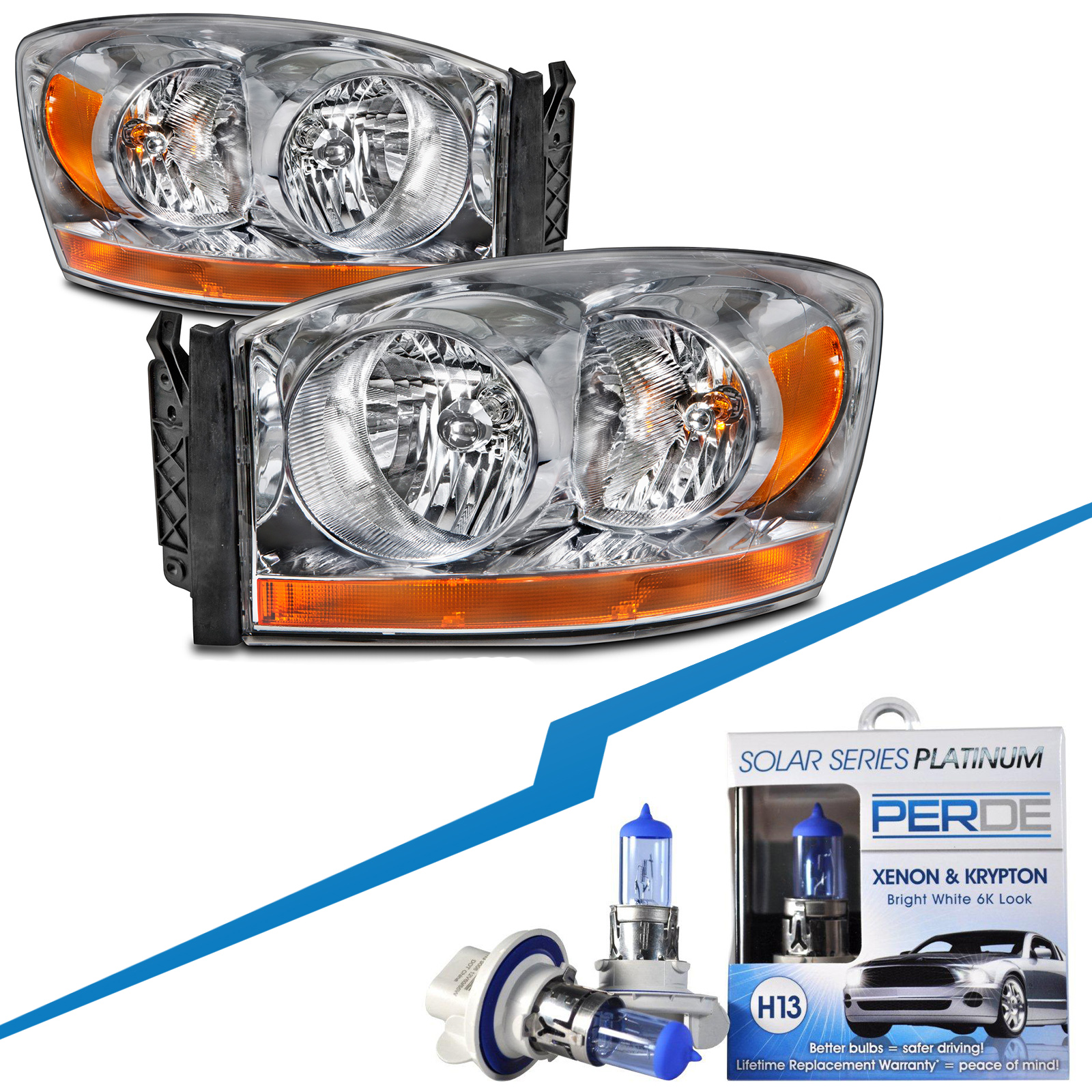 Headlight Set For 06 Dodge Ram 1500, 06 Dodge Ram 2500, 06 Dodge Ram 3500