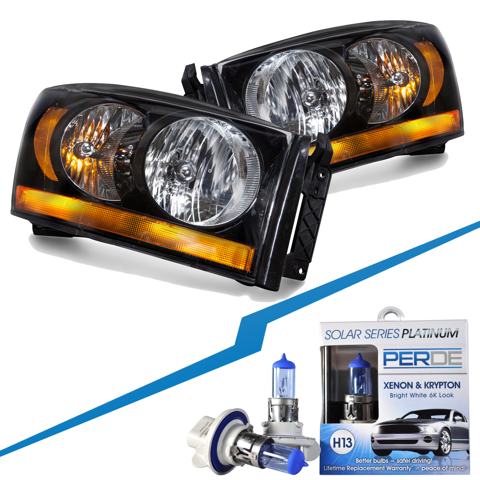 Headlight Set For 06 Dodge Ram 1500, 06 Dodge Ram 2500, 06 Dodge Ram 3500