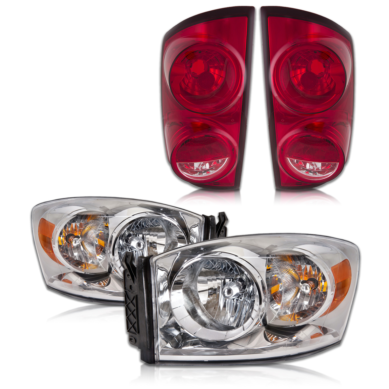 Headlight Set For 07-09 Dodge Ram 1500, 07-09 Dodge Ram 2500, 07-09 Dodge Ram 3500