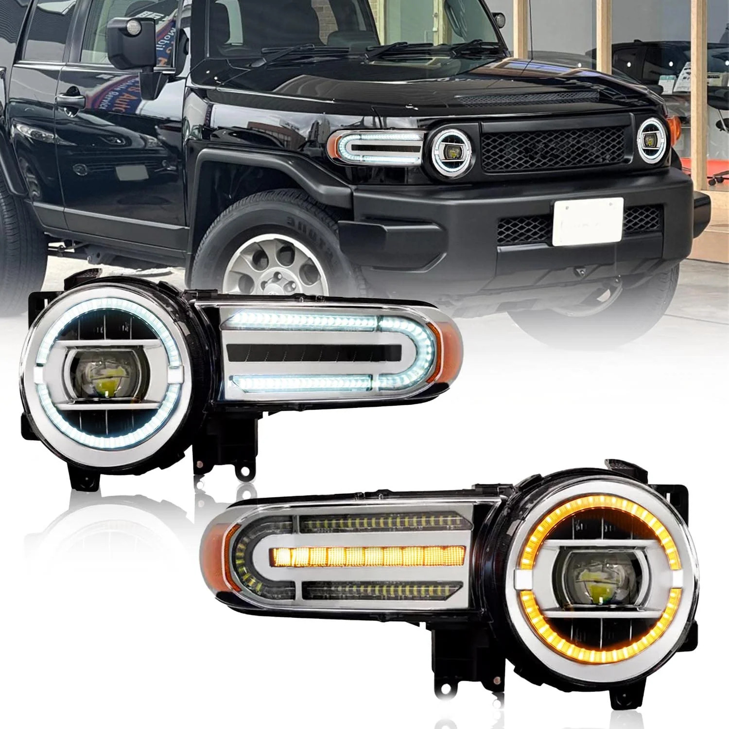 Headlight Set For 07-14 Toyota FJ Cruiser