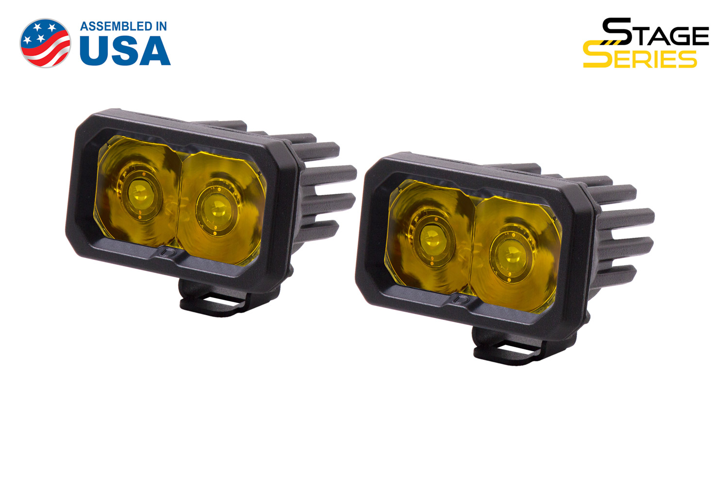 Stage Series 2 Inch LED Pod, Sport Yellow Spot Standard With Amber Back Light Pair Diode Dynamics