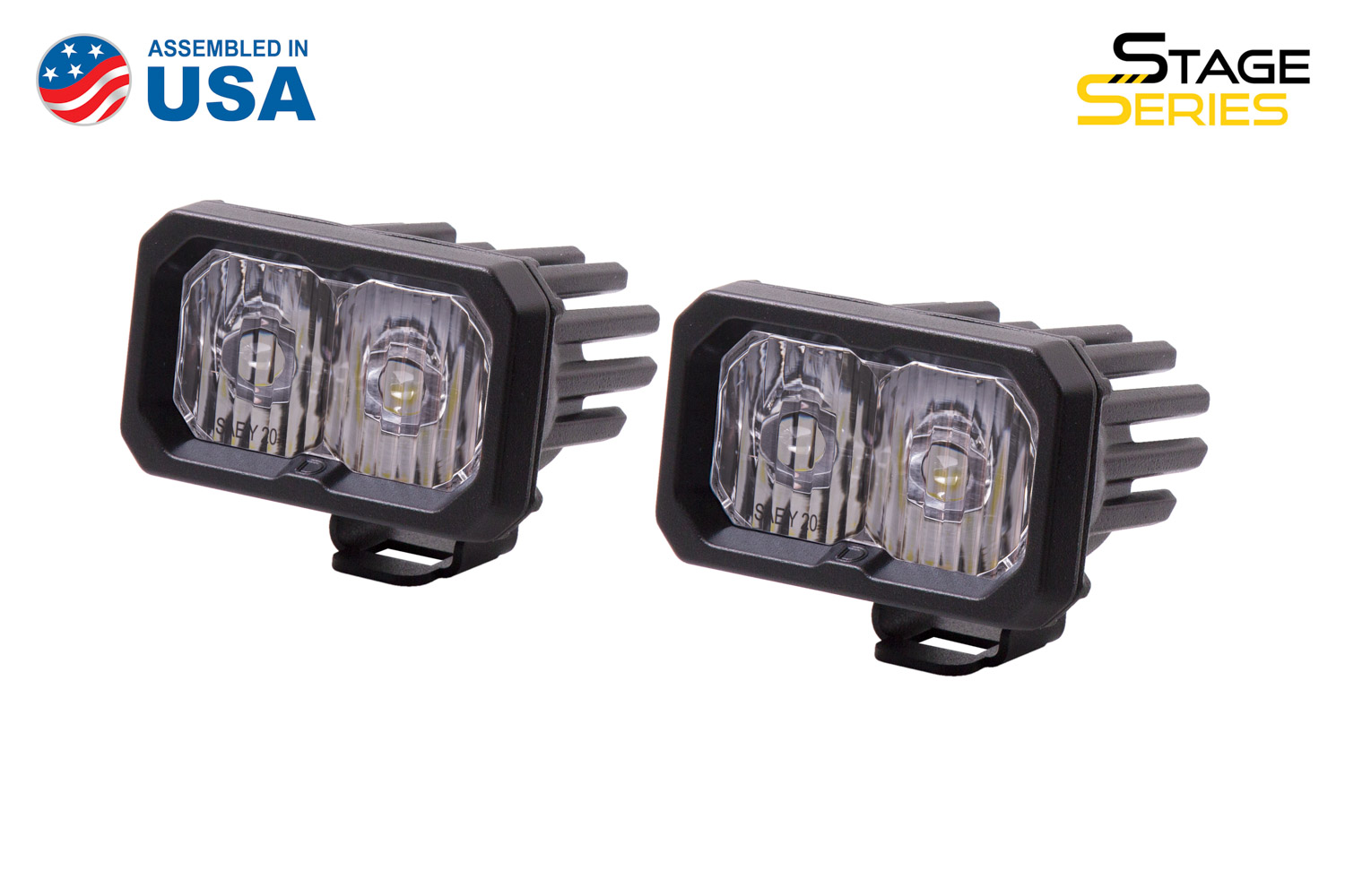 Stage Series 2 Inch LED Pod, Pro White Driving Standard With Amber Back Light Pair Diode Dynamics