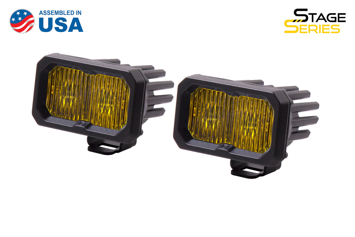 Stage Series 2 Inch LED Pod, Pro Yellow Fog Standard With Amber Back Light Pair Diode Dynamics