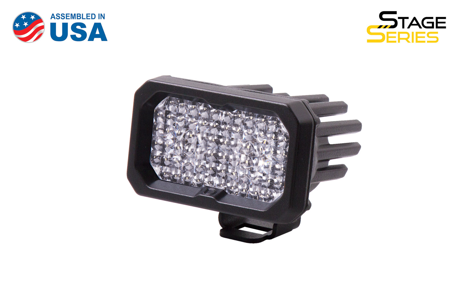 Stage Series 2 Inch LED Pod, Pro White Flood Standard With Amber Back Light Single Diode Dynamics