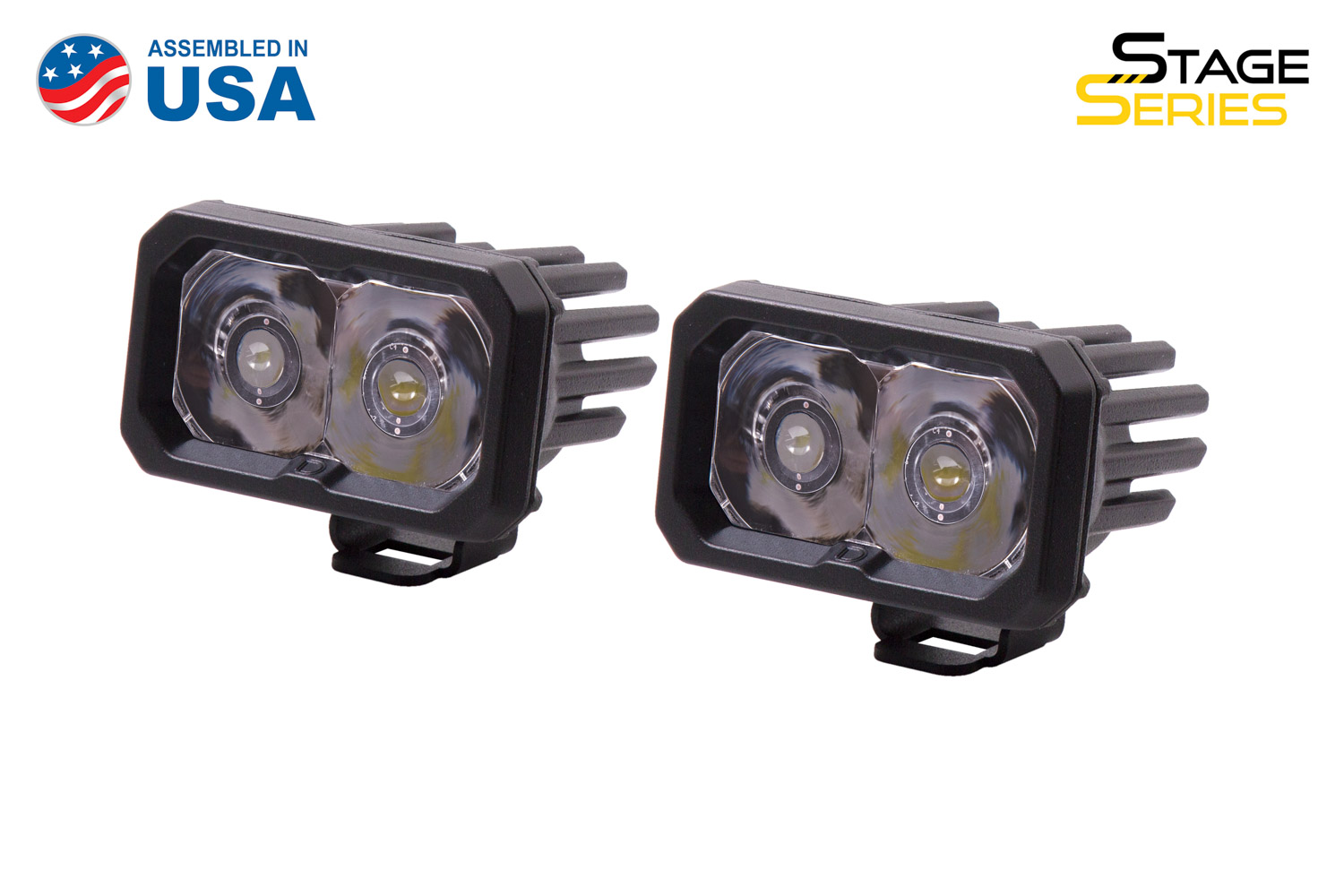Stage Series 2 Inch LED Pod, Pro White Spot Standard With Amber Back Light Pair Diode Dynamics