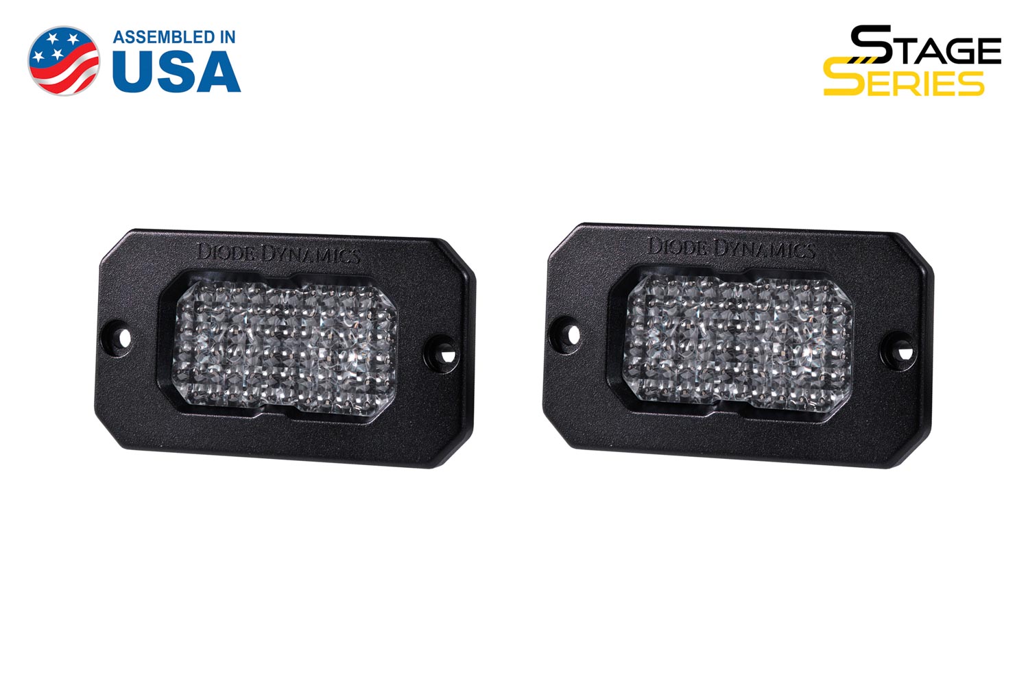 Stage Series 2 Inch LED Pod, Pro White Flood Flush With Red Back Light Pair Diode Dynamics