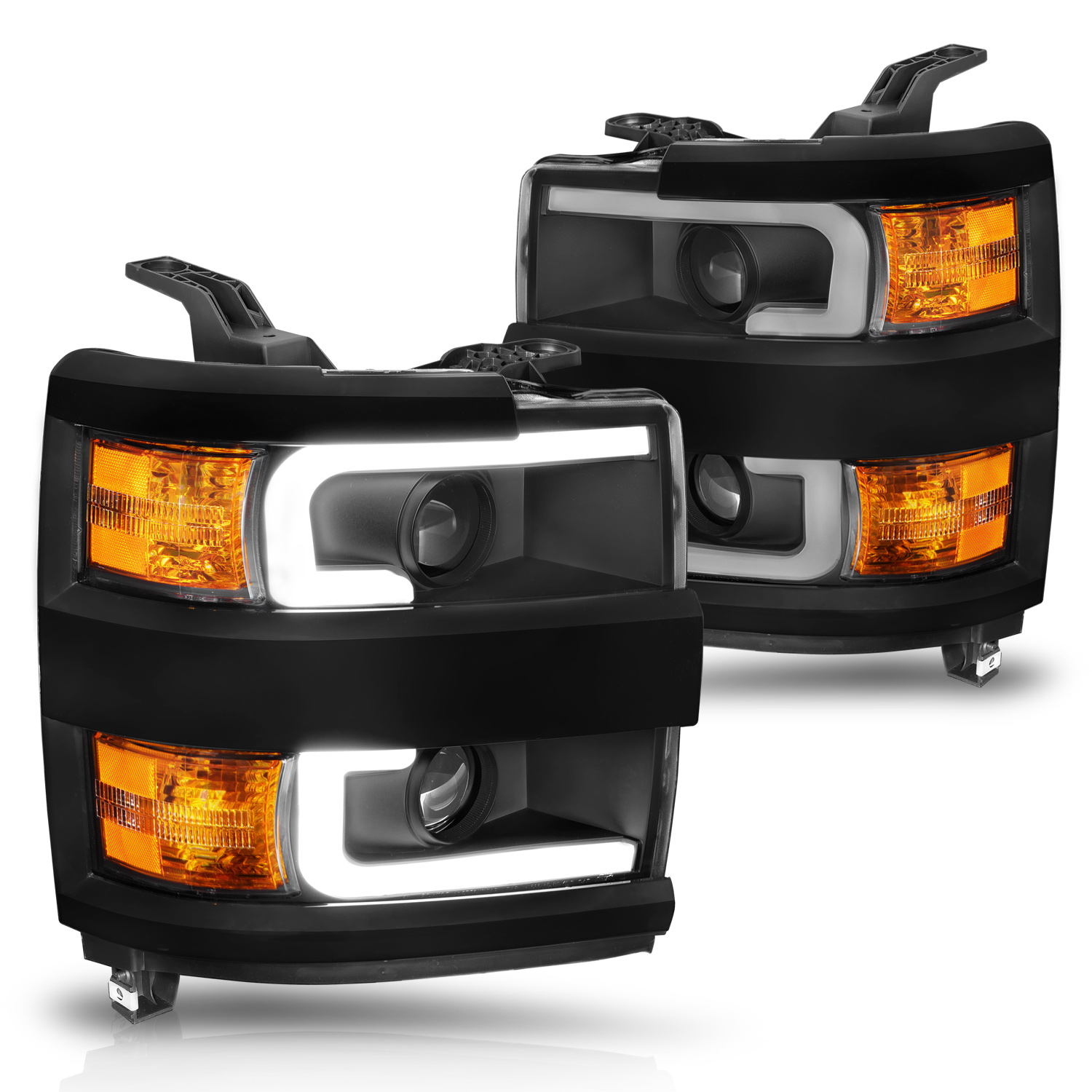 Headlight Set For 15-19 Chevrolet Silverado 2500 HD, 15-19 Chevrolet Silverado 3500 HD