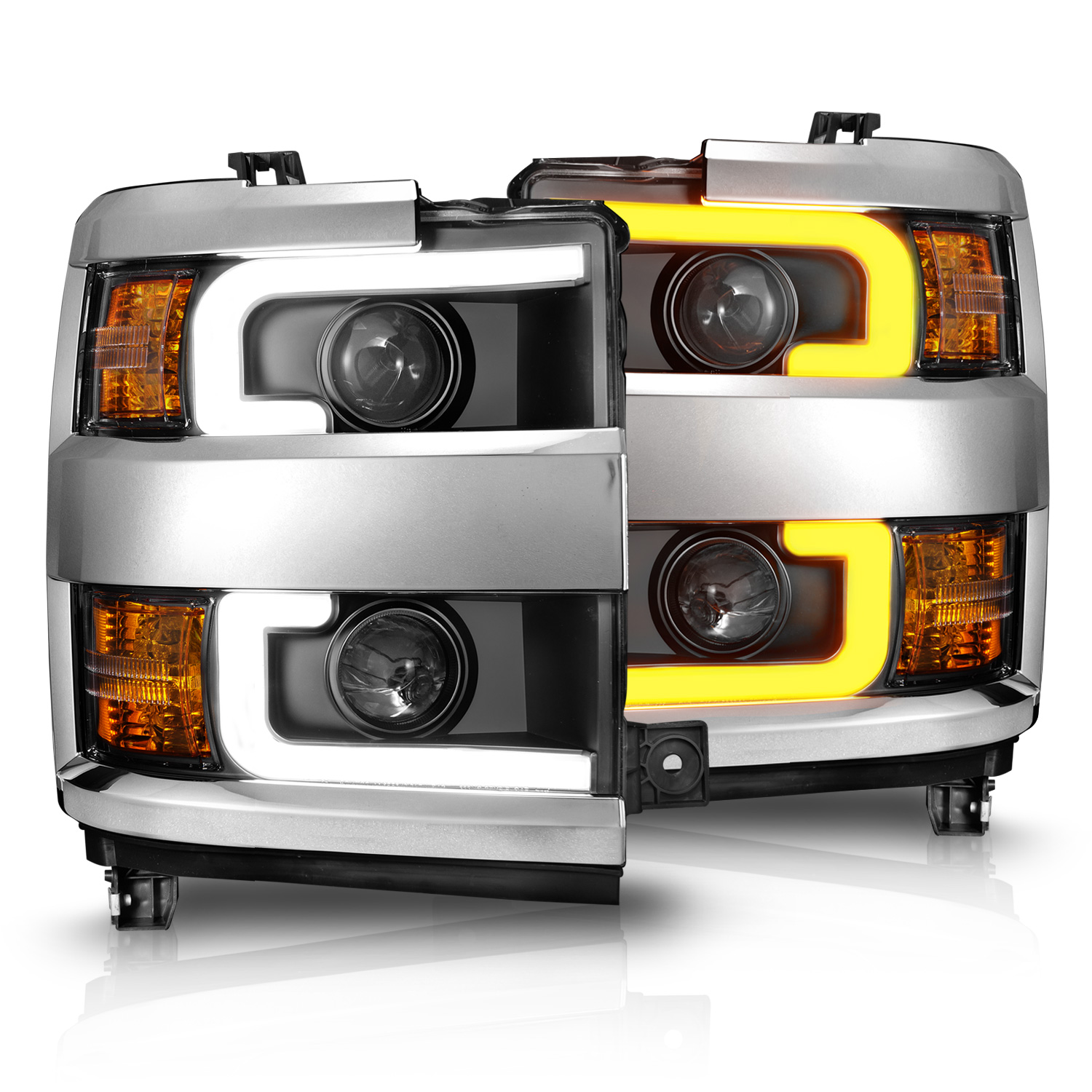 Headlight Set For 15-19 Chevrolet Silverado 2500 HD, 15-19 Chevrolet Silverado 3500 HD