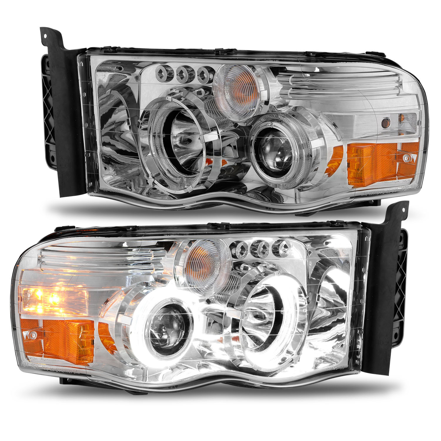 Headlight Set For 02-05 Dodge Ram 1500, 03-05 Dodge Ram 2500, 03-05 Dodge Ram 3500
