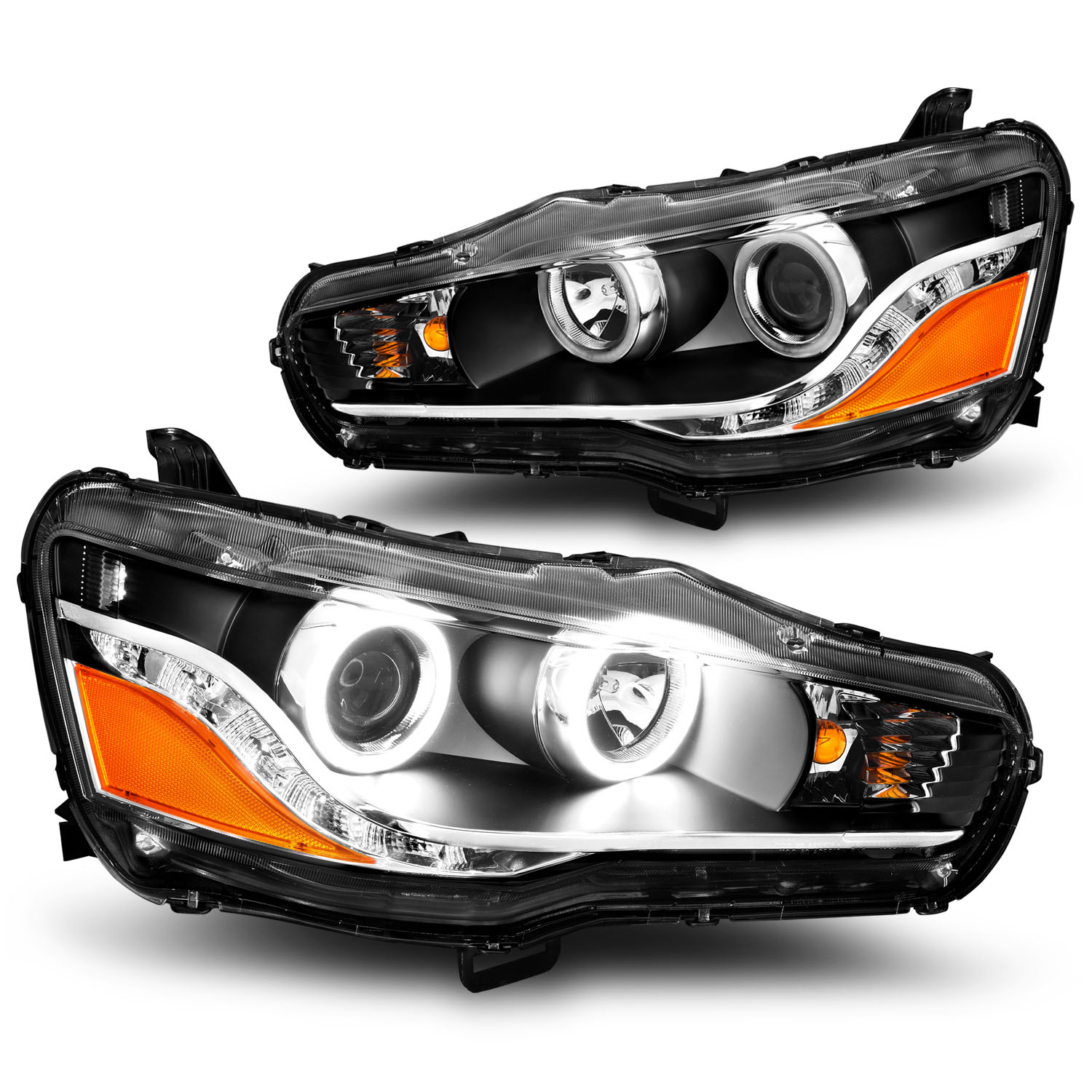 Headlight Set For 08-15 Mitsubishi Lancer