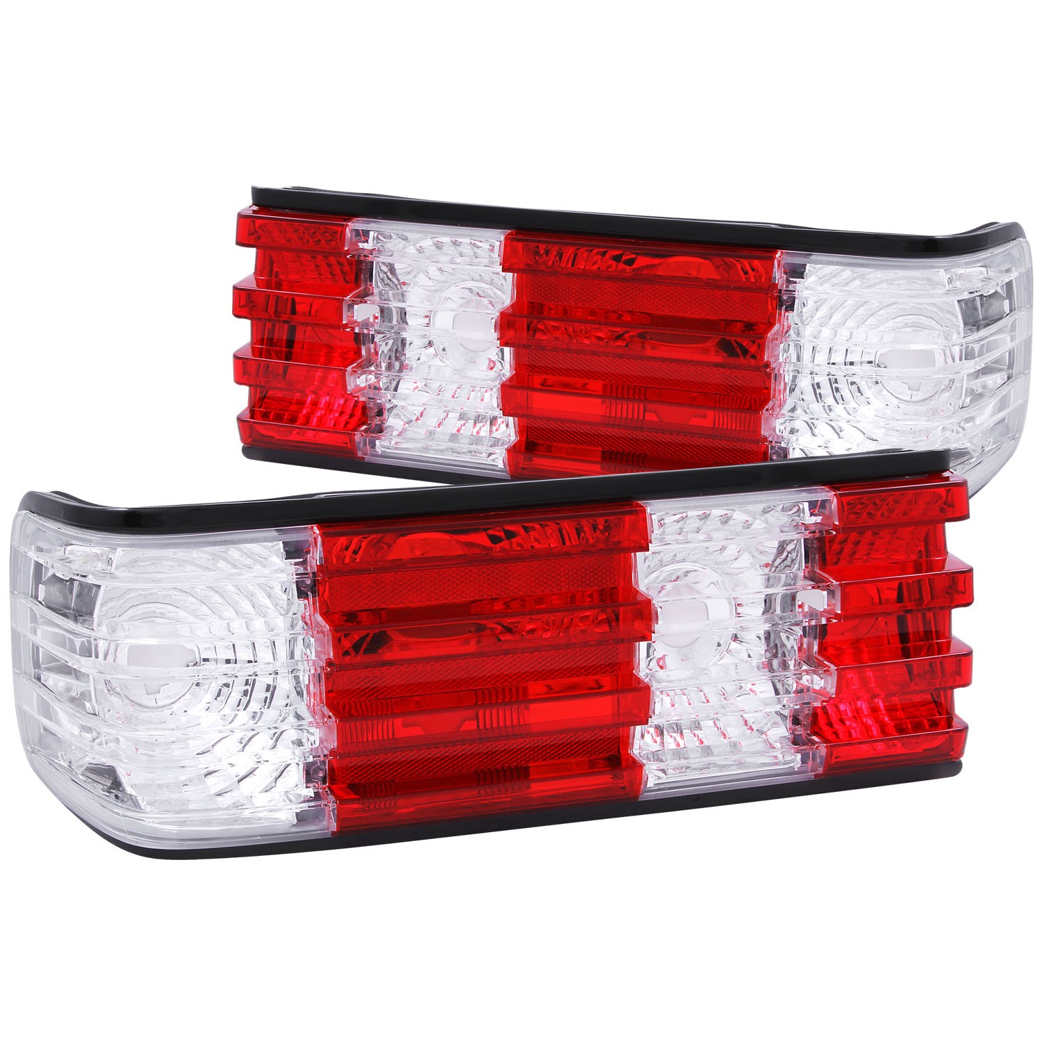 Halogen Tail Light Compatible with Mercedes-Benz 300SDL 300SE 300SEL 350SD 560SEL S420 1986-1991 W126 Includes Left Driver and Right Passenger Side Tail Lights with Red and Clear Lens