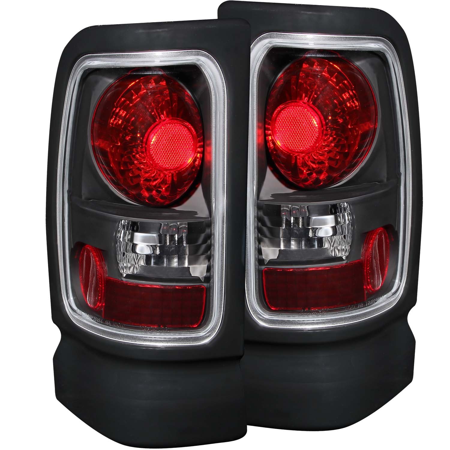 Black Housing Halogen Tail Light Compatible with Dodge Ram 1500 2500 3500 1994-2001 Includes Left Driver and Right Passenger Side Tail Lights