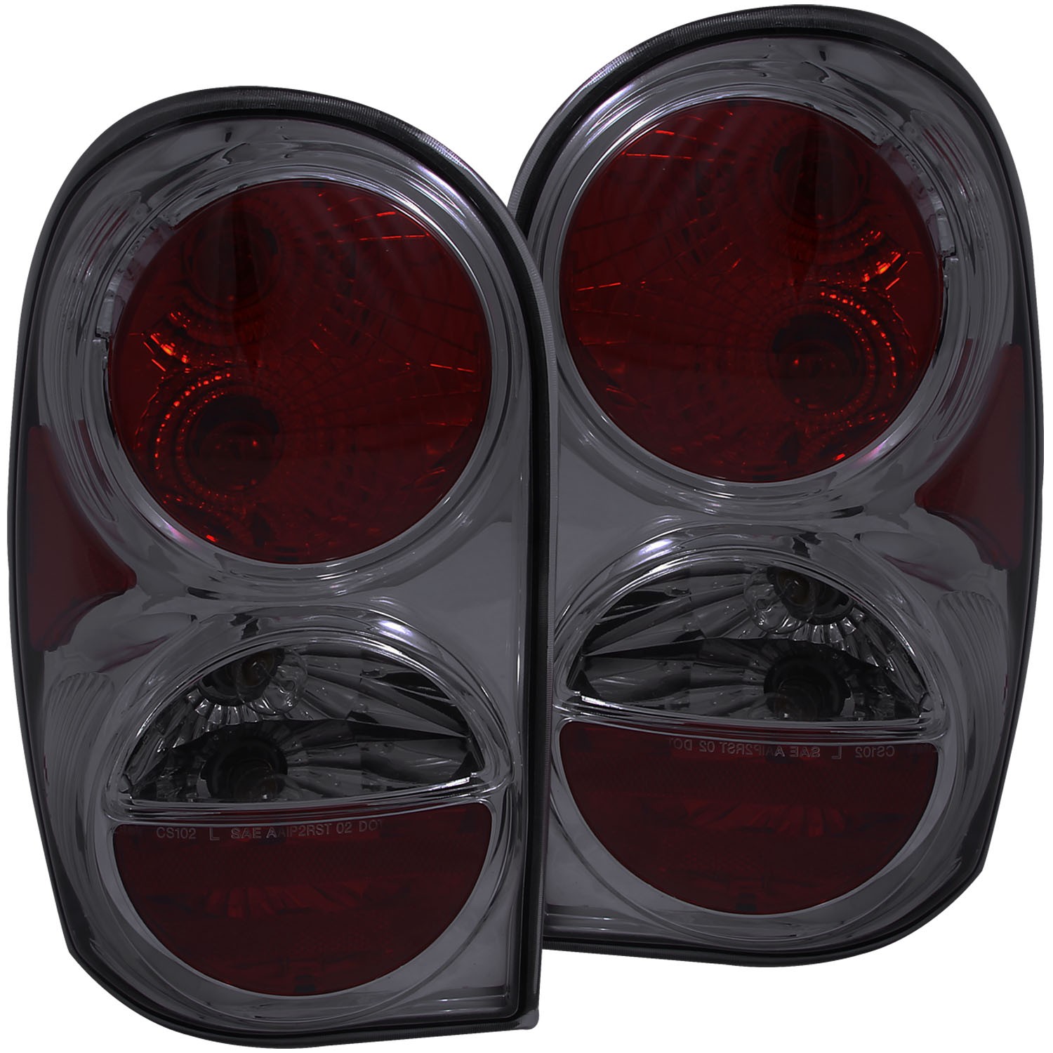 Halogen Tail Light Compatible with Jeep Liberty 2002-2007 Includes Left Driver and Right Passenger Side Tail Lights with Smoke Lens