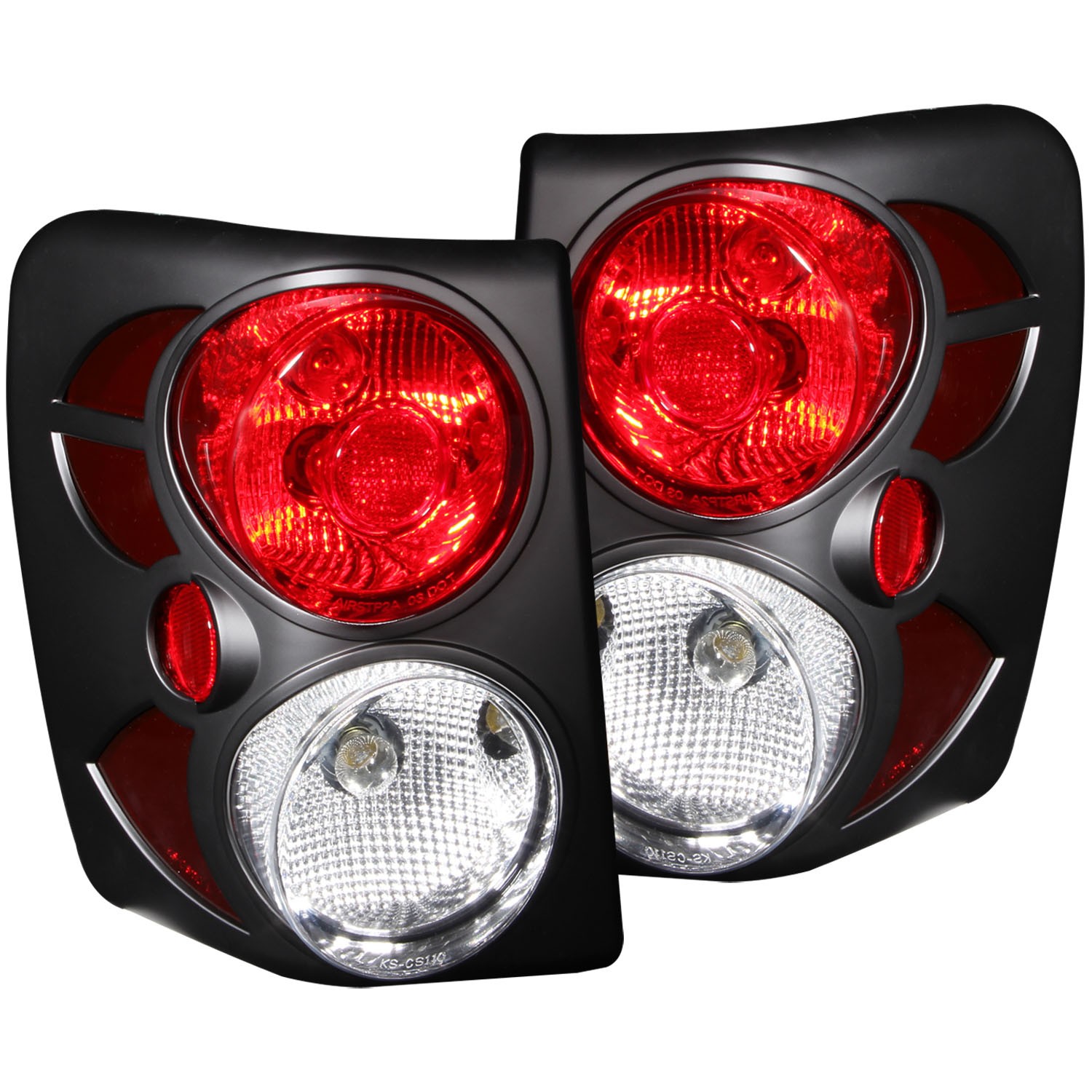 Black Housing Halogen Tail Light Compatible with Jeep Grand Cherokee 1999-2004 Includes Left Driver and Right Passenger Side Tail Lights