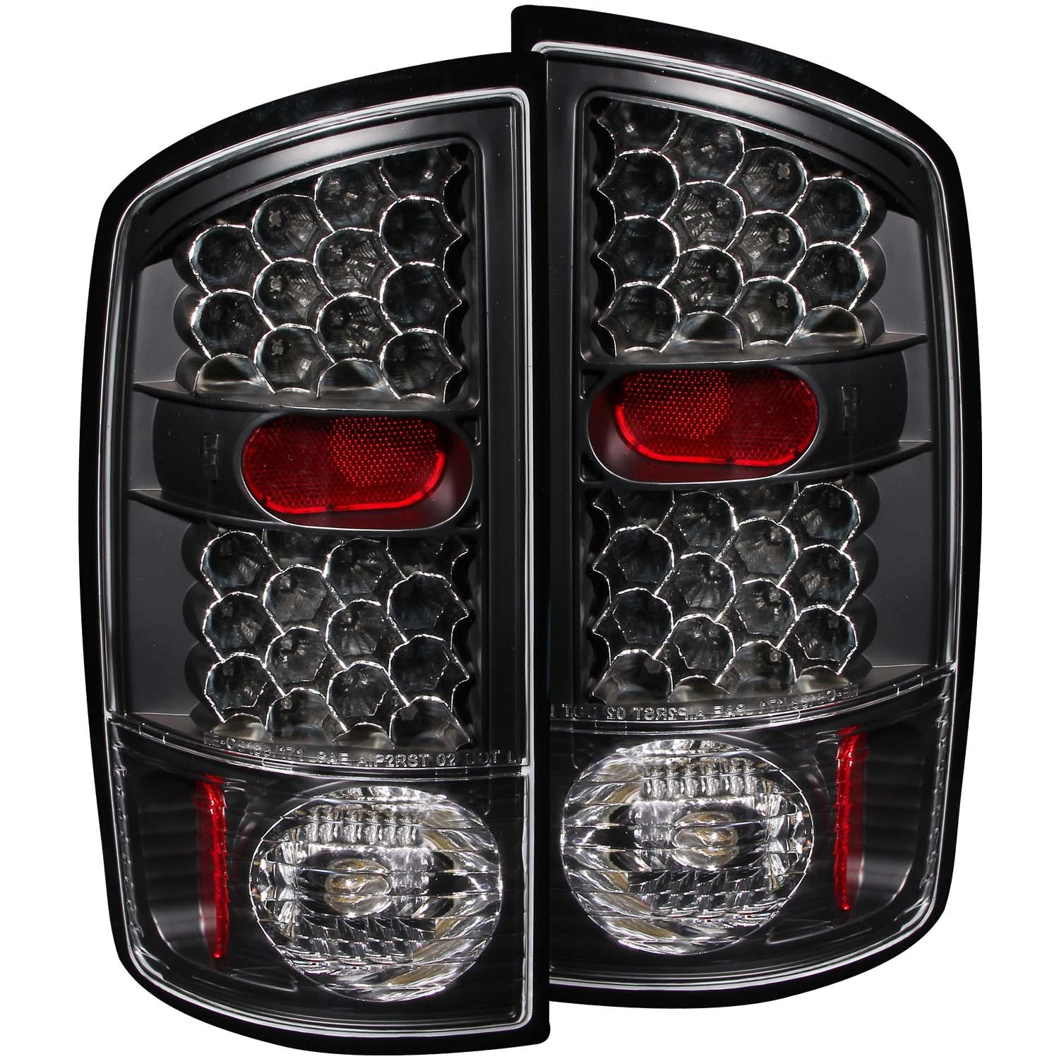 Black Housing LED Tail Light Compatible with Dodge Ram 1500 2500 3500 2002-2006 Includes Left Driver and Right Passenger Side Tail Lights
