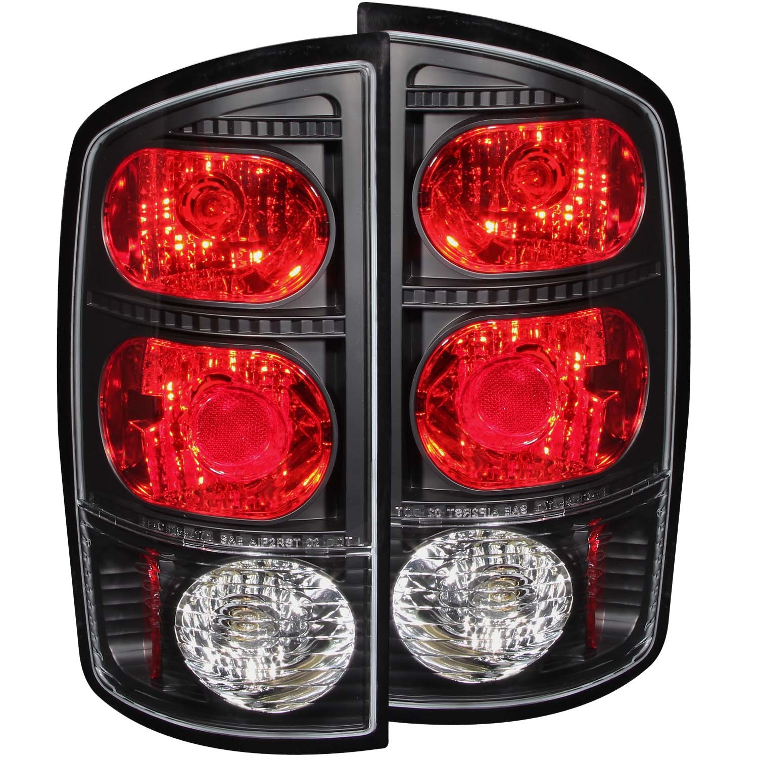 Black Housing Halogen Tail Light Compatible with Dodge Ram 1500 2500 3500 2002-2006 Includes Left Driver and Right Passenger Side Tail Lights