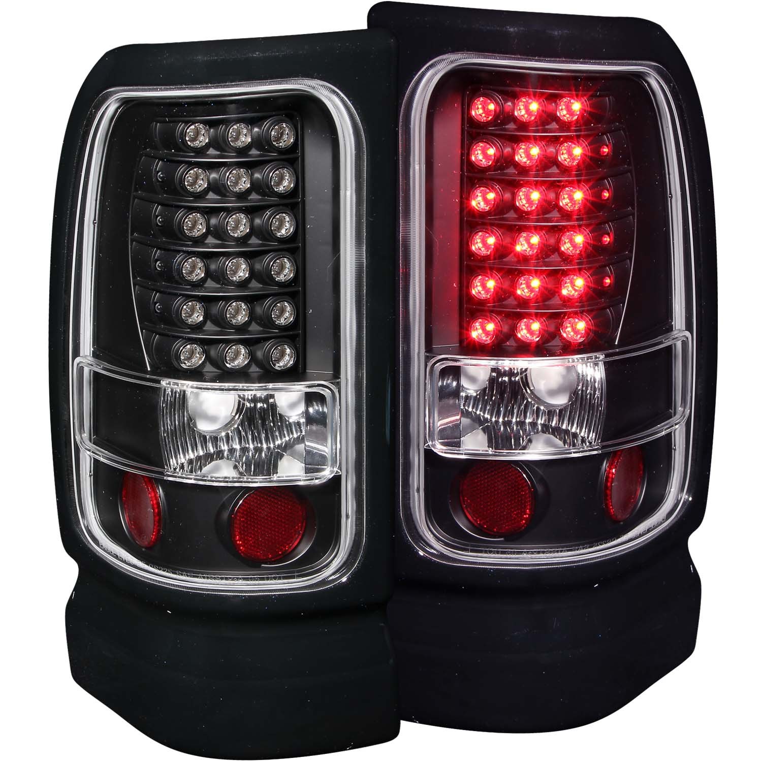 Black Housing LED Tail Light Compatible with Dodge Ram 1500 2500 3500 1994-2001 Includes Left Driver and Right Passenger Side Tail Lights