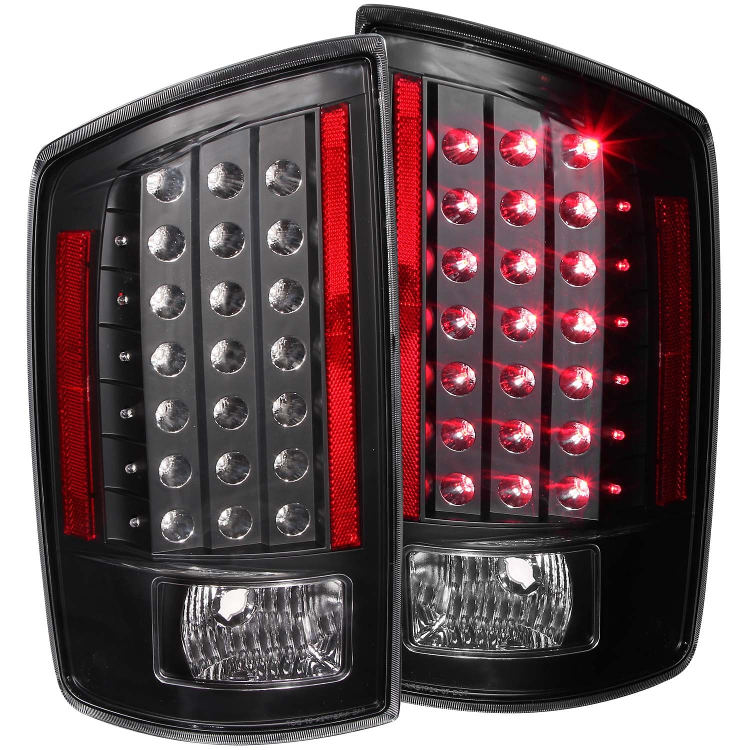 Black Housing LED Tail Light Compatible with Dodge Ram 1500 2500 3500 2006-2008 Includes Left Driver and Right Passenger Side Tail Lights
