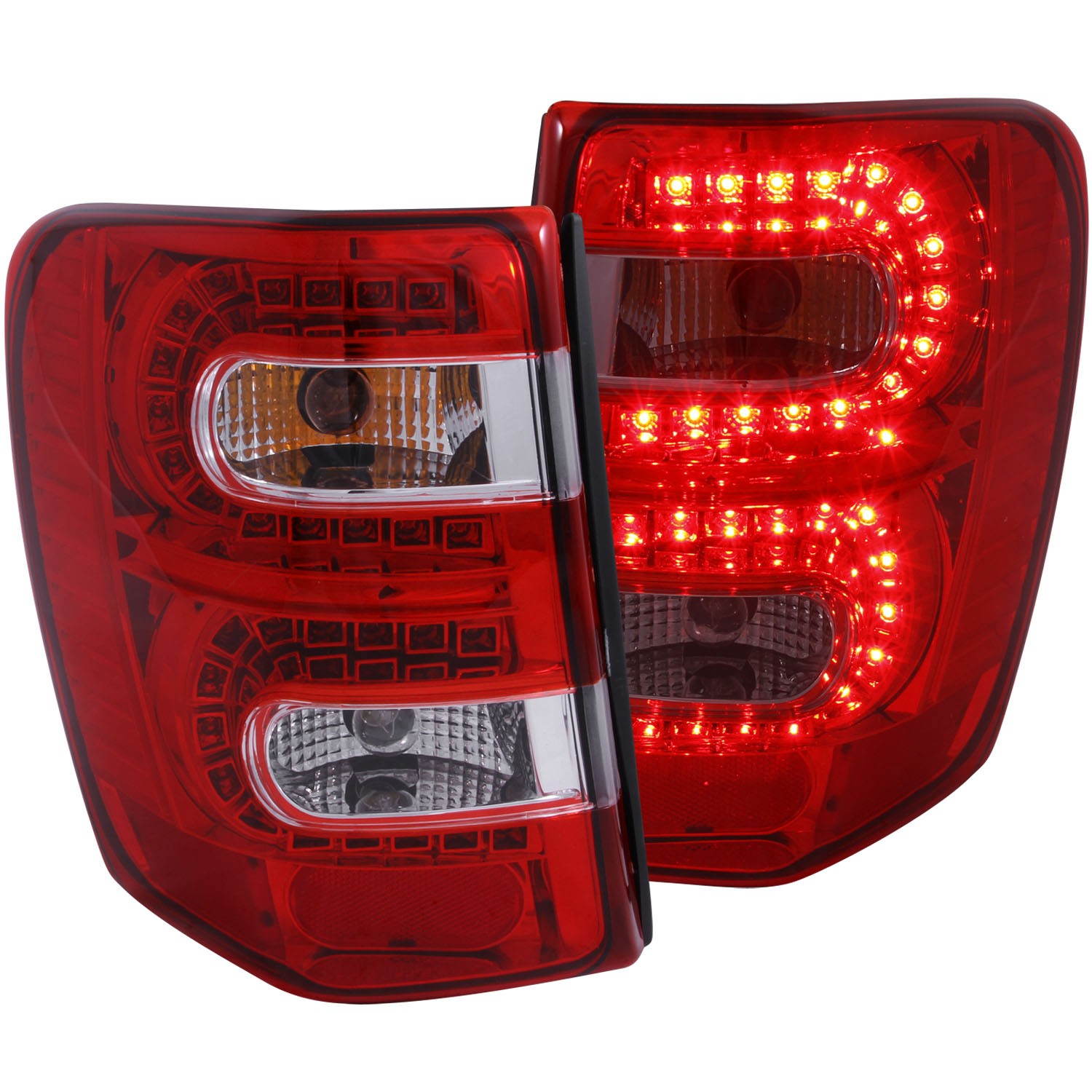 LED Tail Light Compatible with Jeep Grand Cherokee 1999-2004 Includes Left Driver and Right Passenger Side Tail Lights with Red and Clear Lens